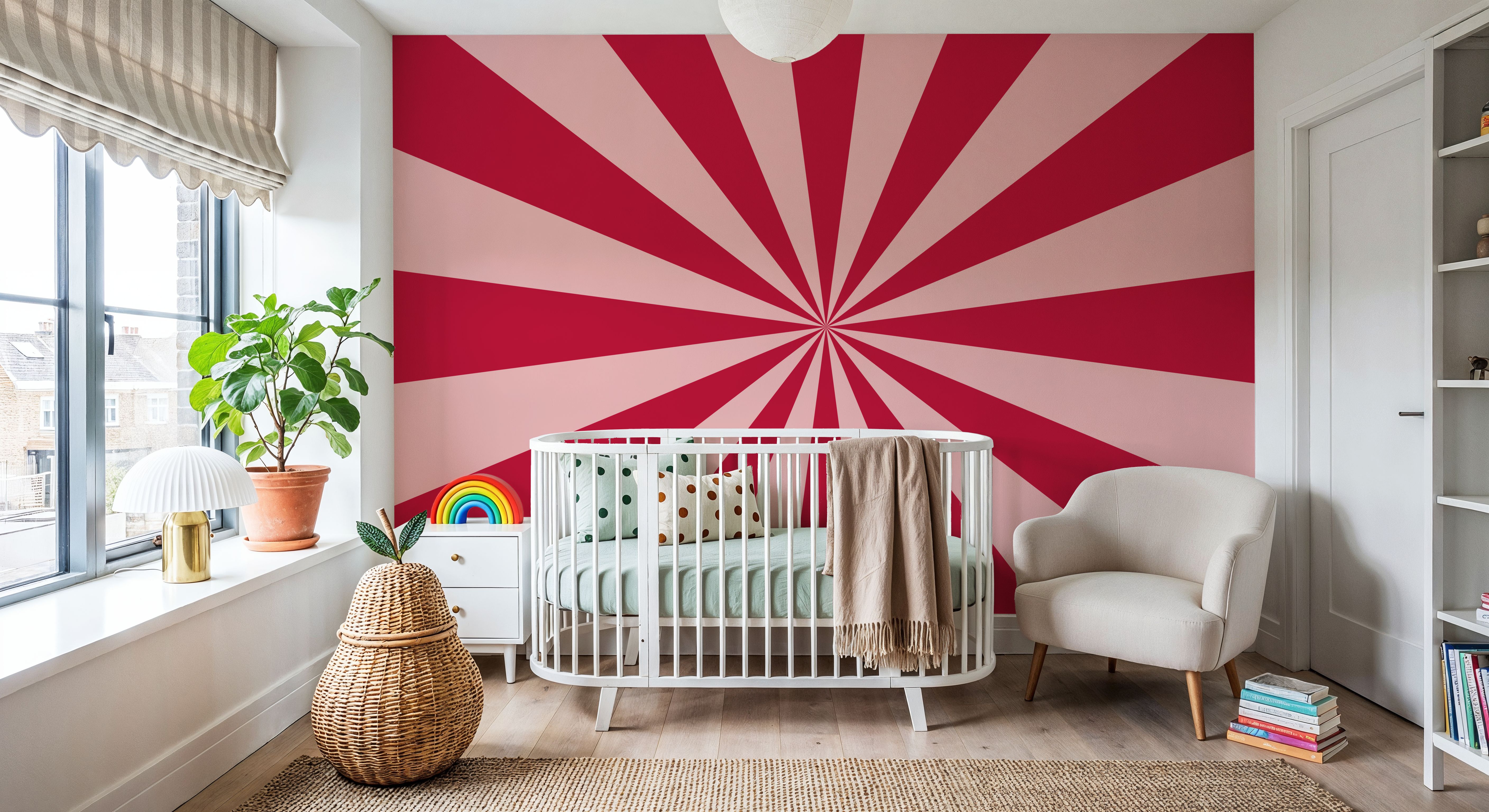 Circus Ceiling, Red on Pink
