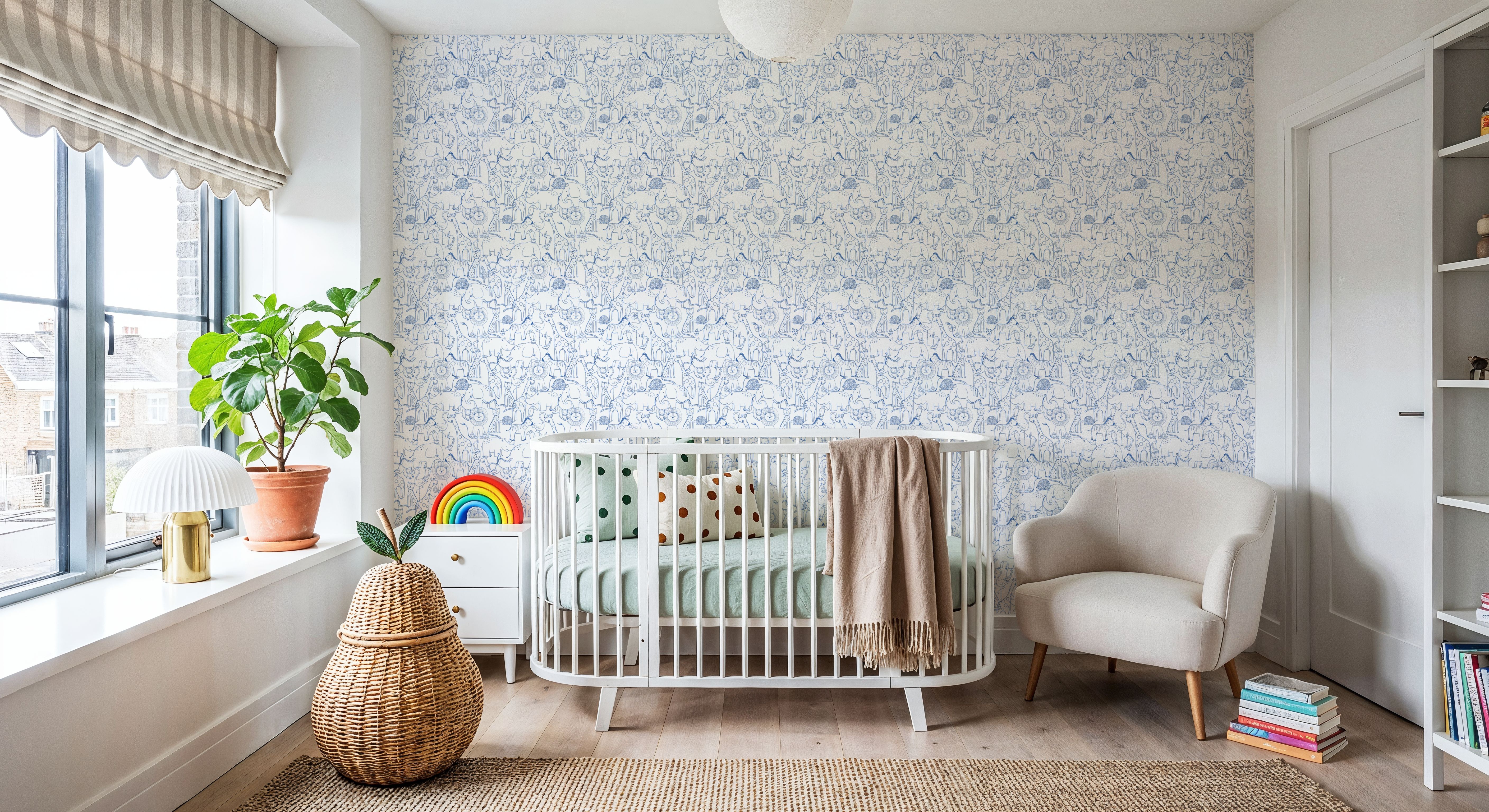 Calm & Cute Baby Animals Pattern, Blue