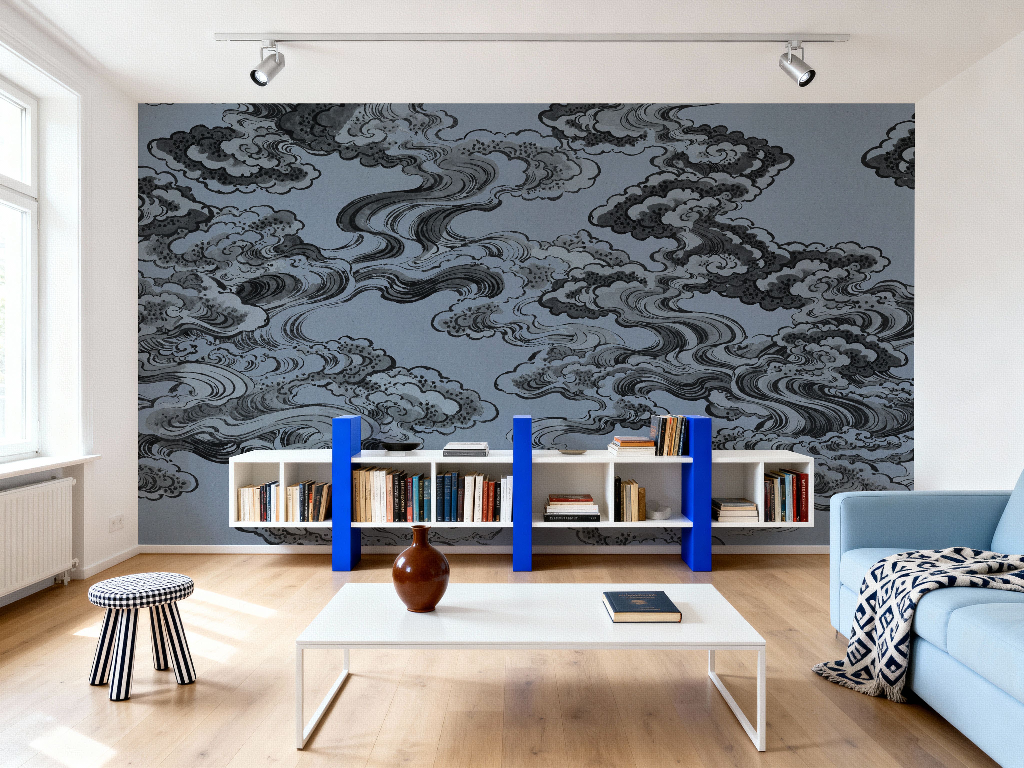 Ukiyo-e Clouds, Denim Blue