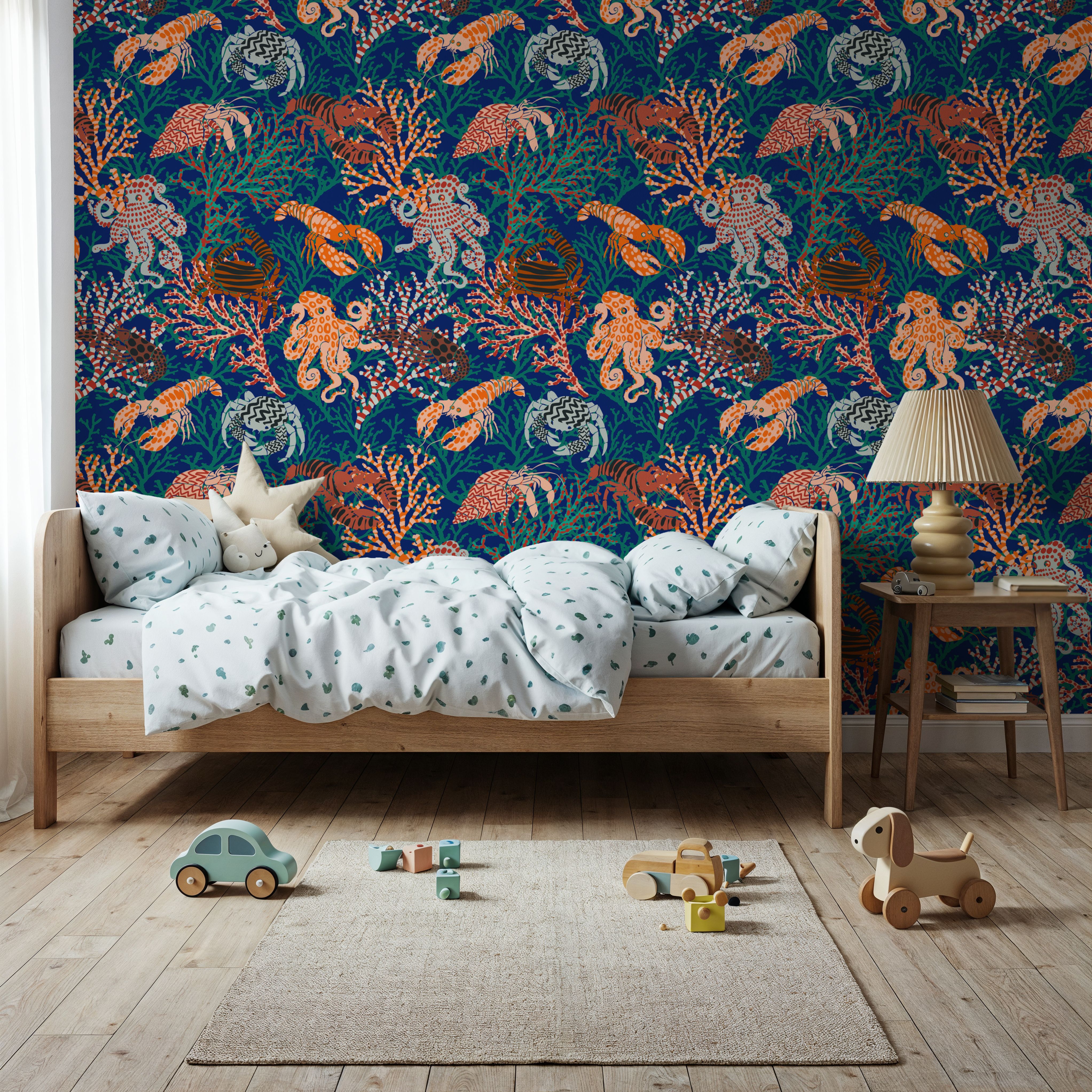 Vibrant Coral Reef, Blue and Orange