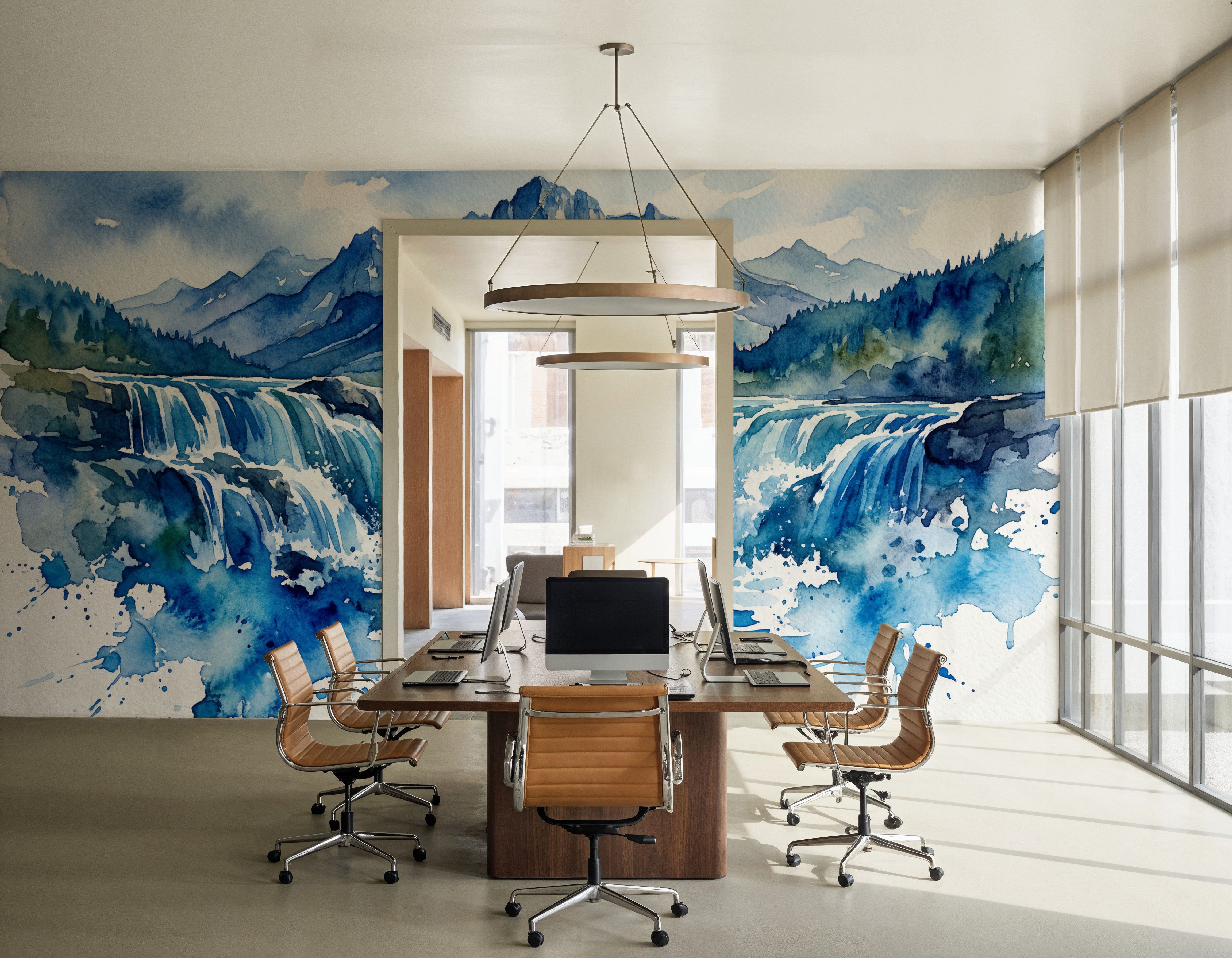 Nordic Waterfall - Watercolor Landscapes Series