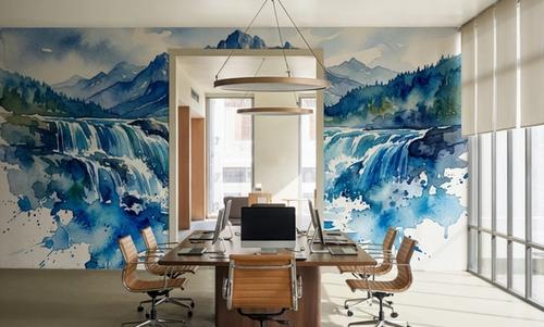 Nordic Waterfall - Watercolor Landscapes Series