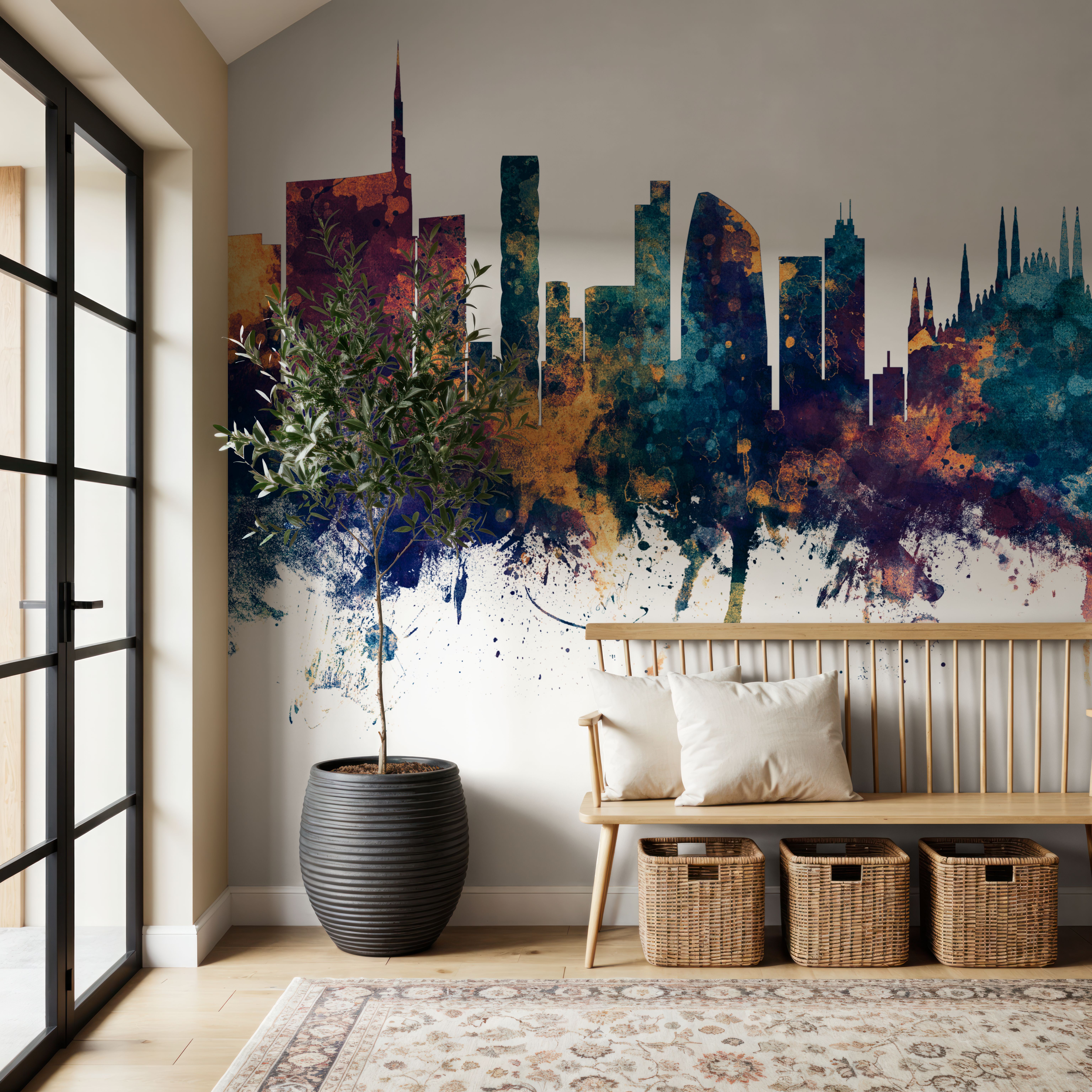 Milan Italy Skyline Blue & Bronze