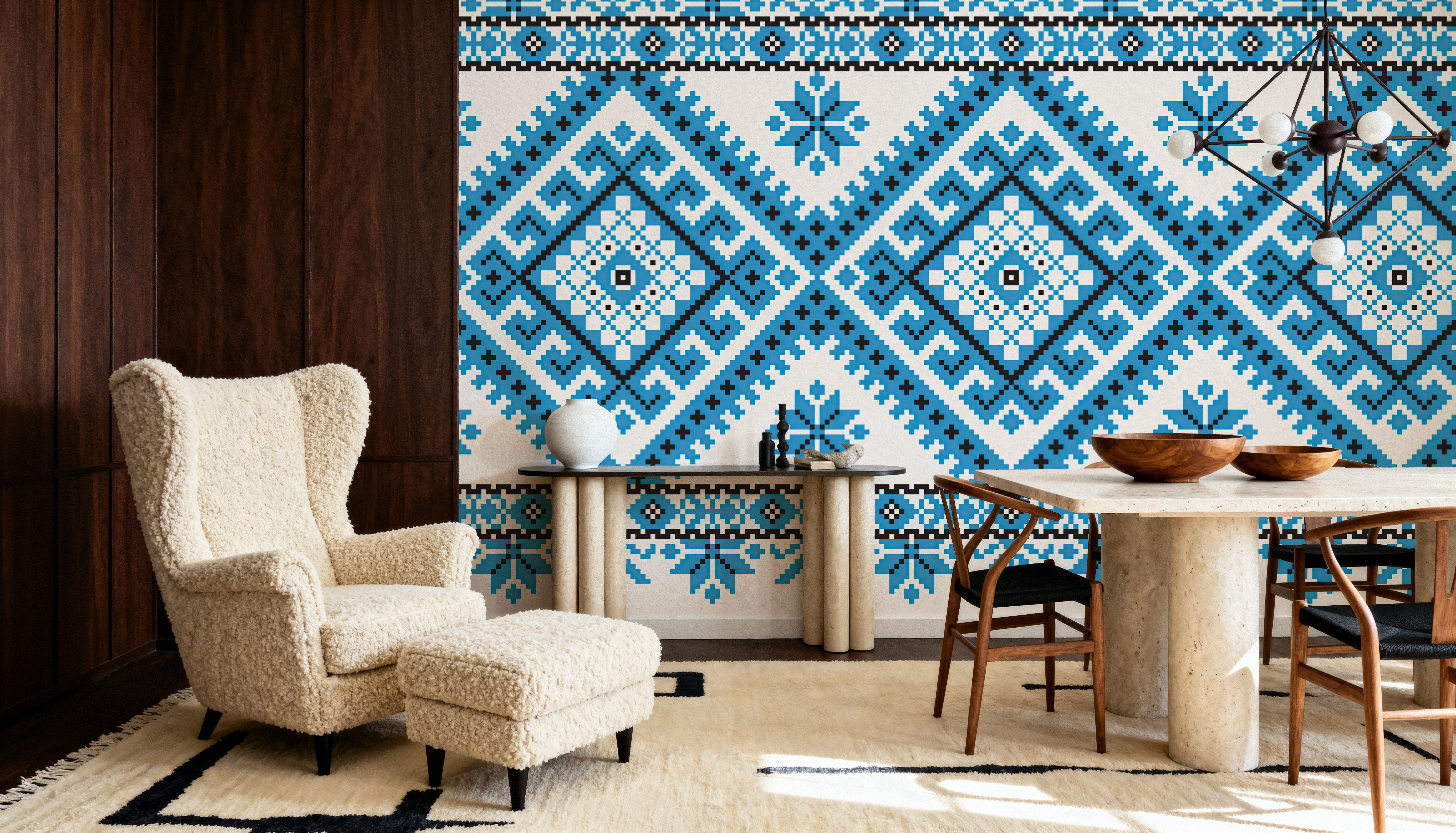 Pixel Embroidery Blue