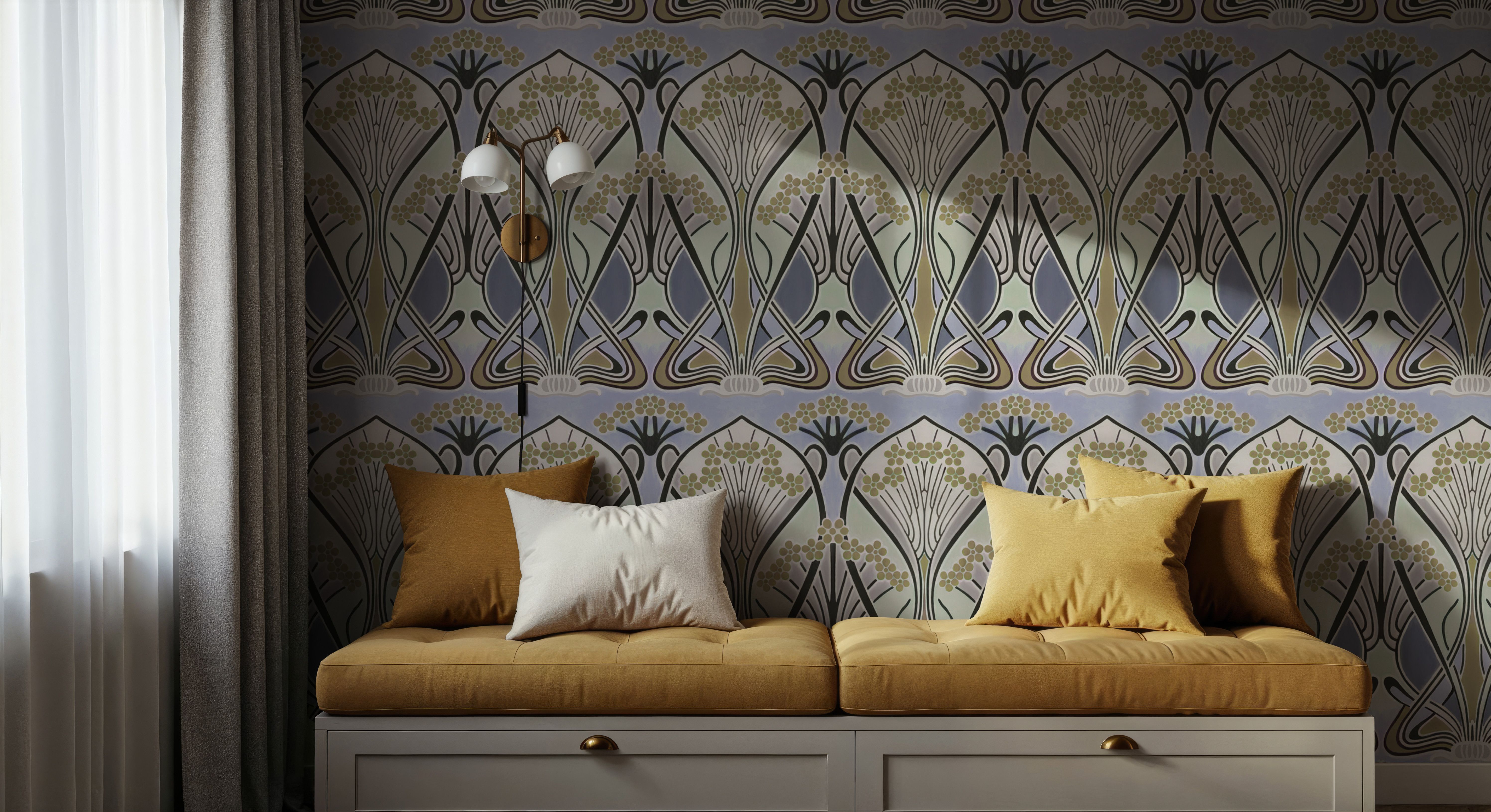 Floral Art Deco Aura, Periwinkle