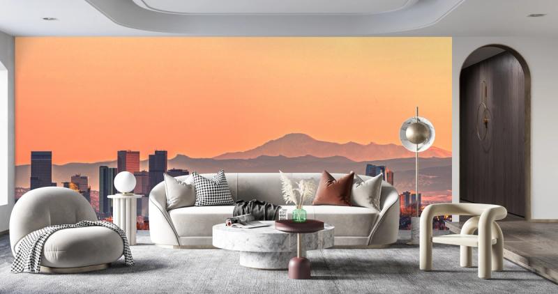 Denver Skyline wallpaper mural 100% PVC-free and non-toxic