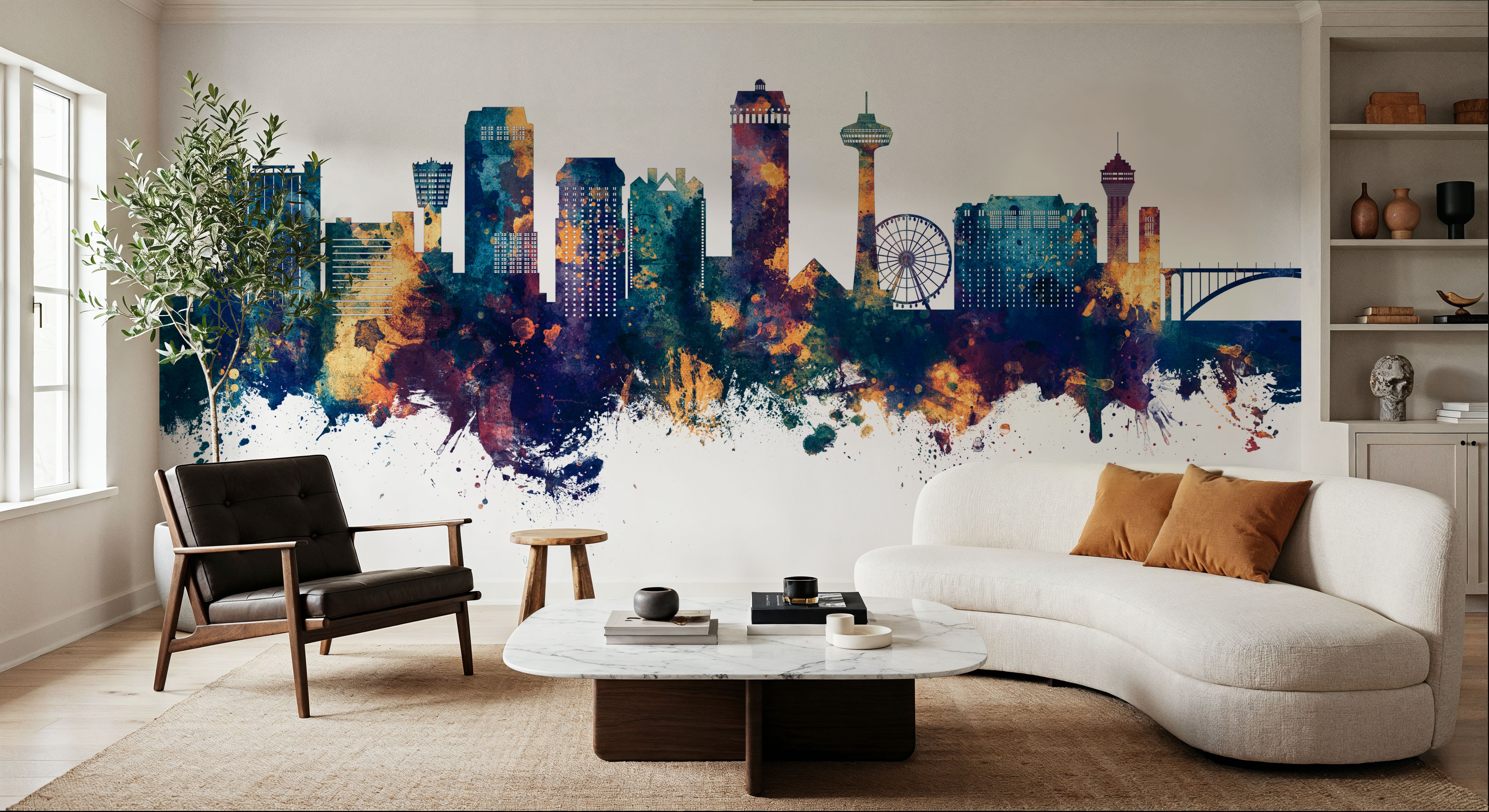 Niagara Falls Skyline Blue & Bronze, Wallpaper