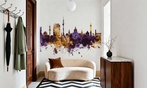Hannover Germany Skyline Purple & Gold