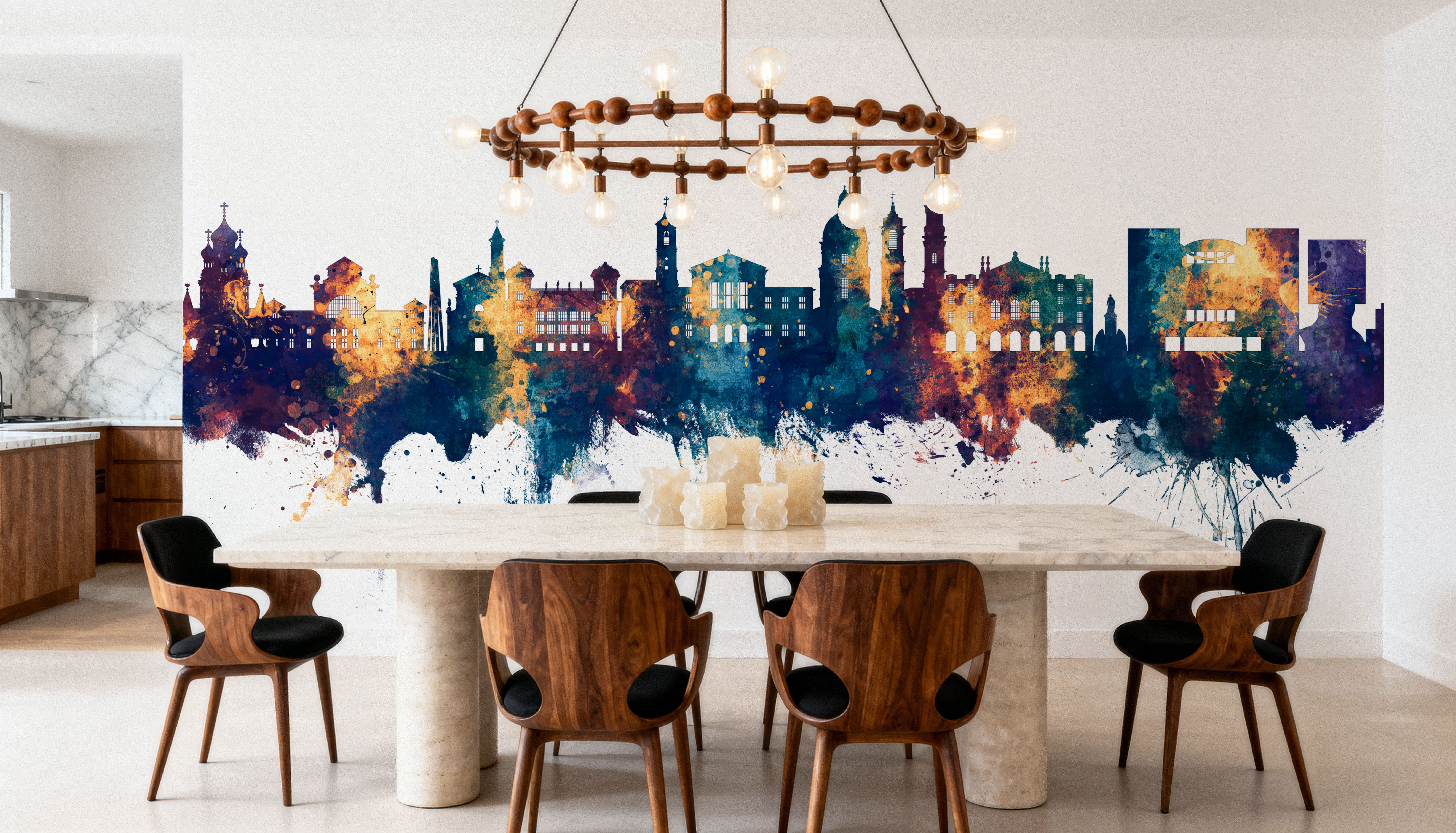 Nice France Skyline Blue & Bronze, Behang