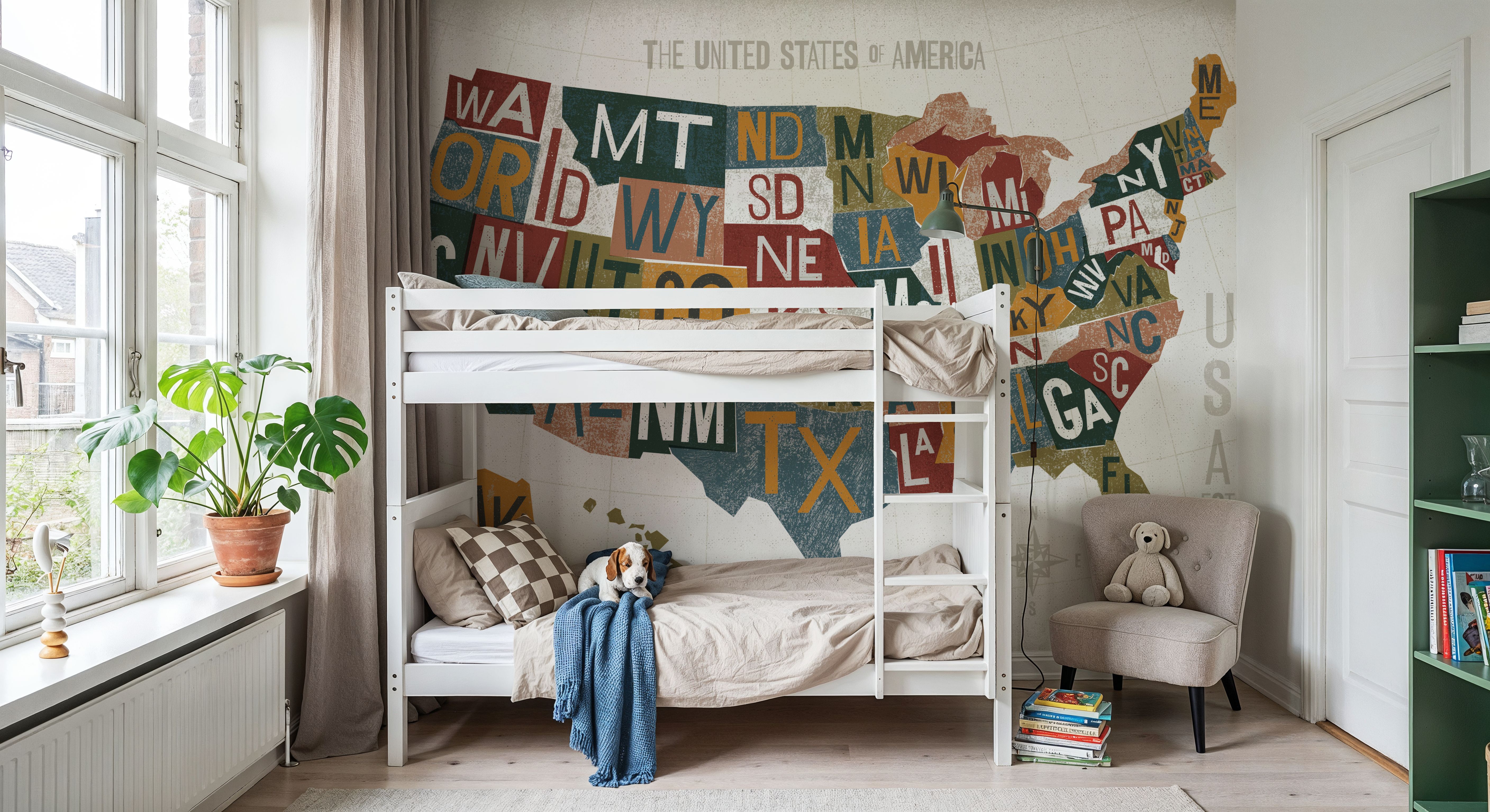 Letterpress USA Map Warm