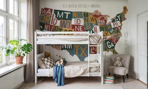 Letterpress USA Map Warm
