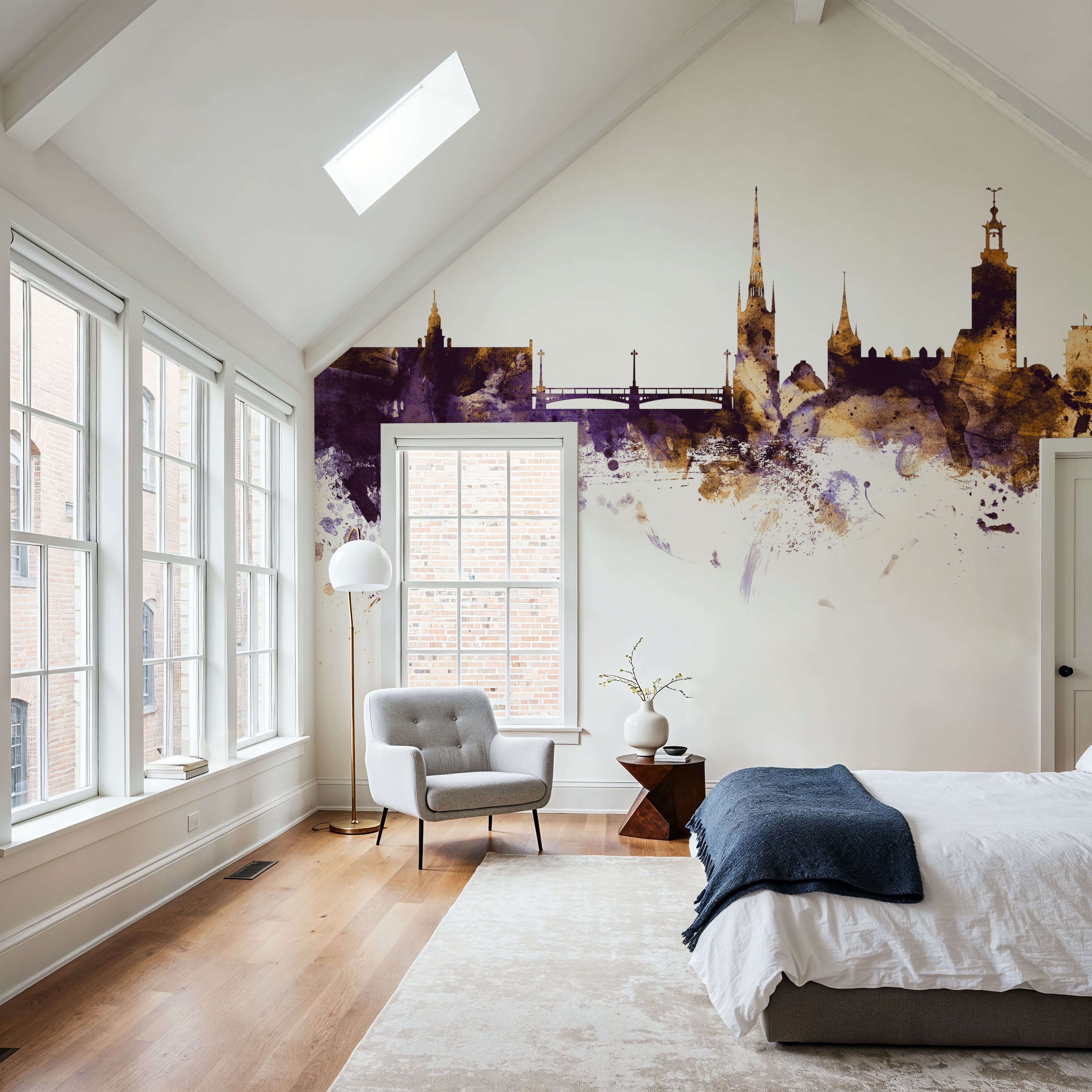 Stockholm Skyline Purple & Gold
