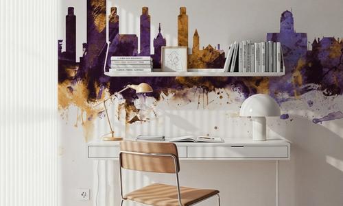 Albany New York Skyline Purple & Gold