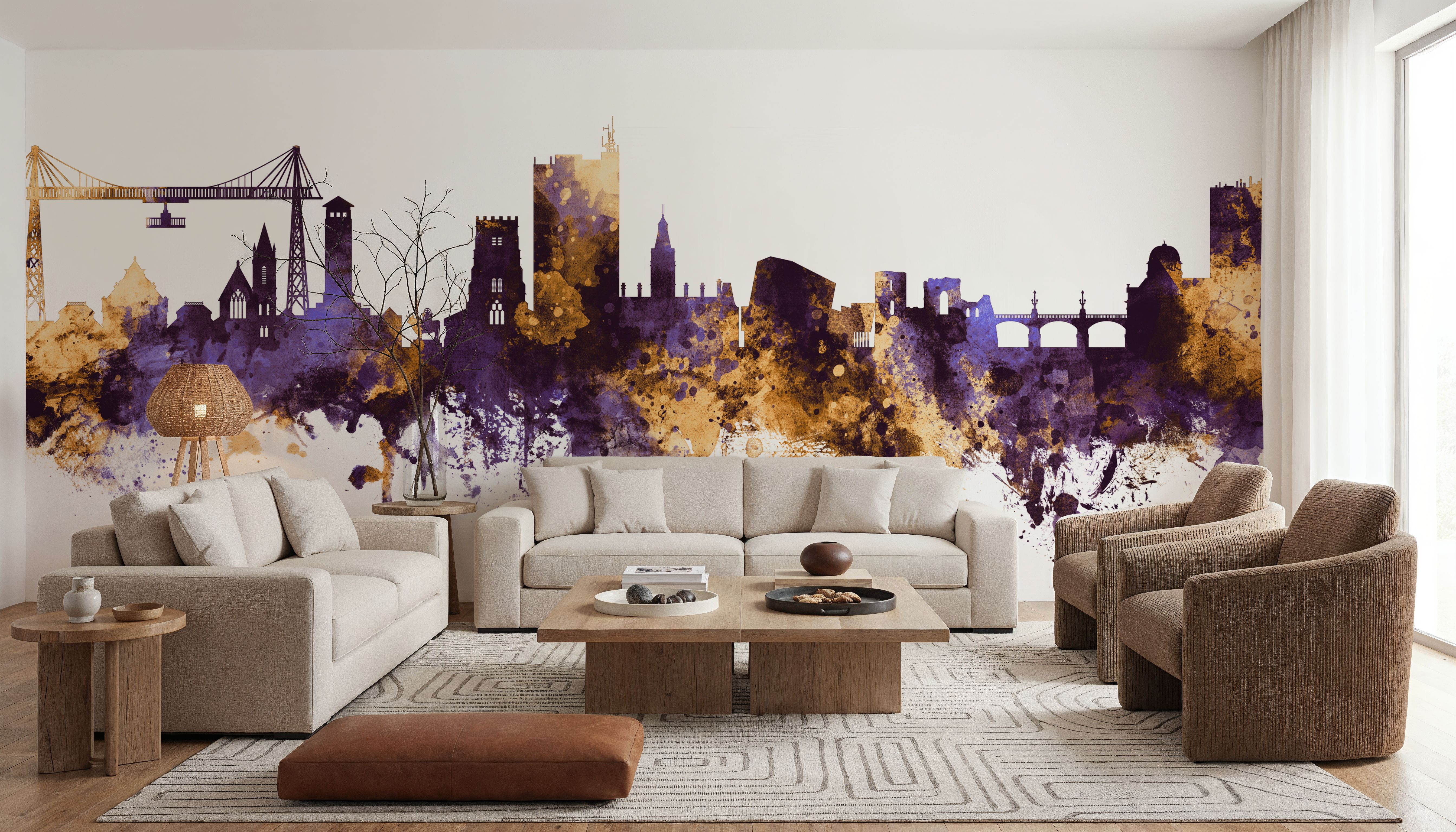 Newport Wales Skyline Purple & Gold