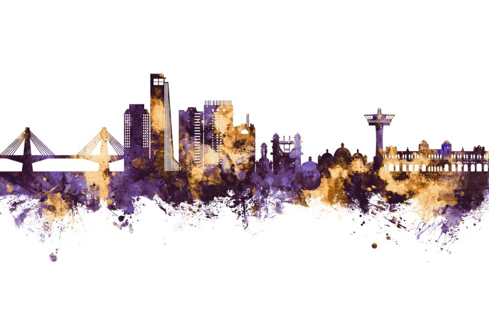 Chattogram Bangladesh Skyline Purple & Gold