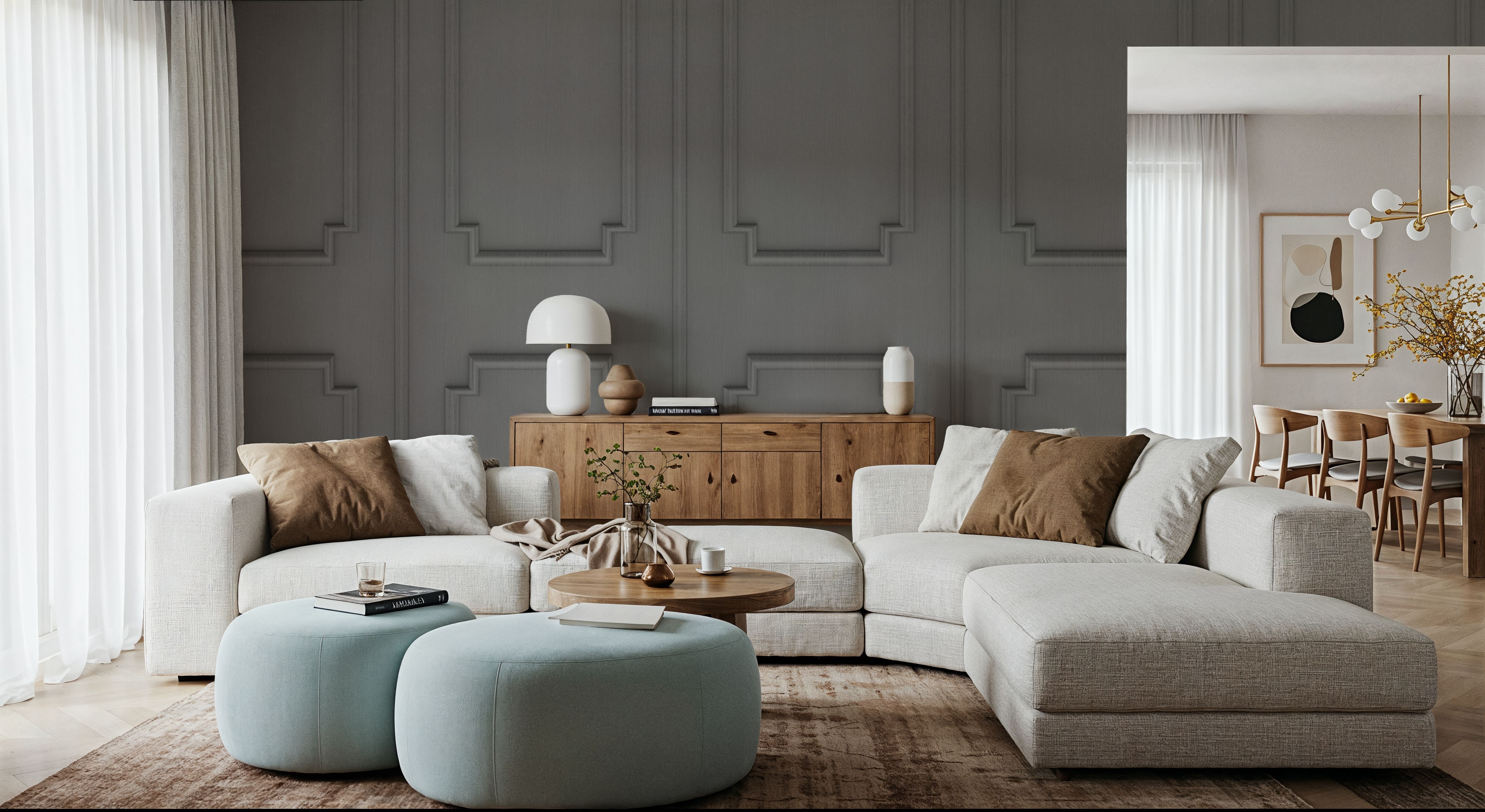Faux Wall Panel Moulding, Soft Grey