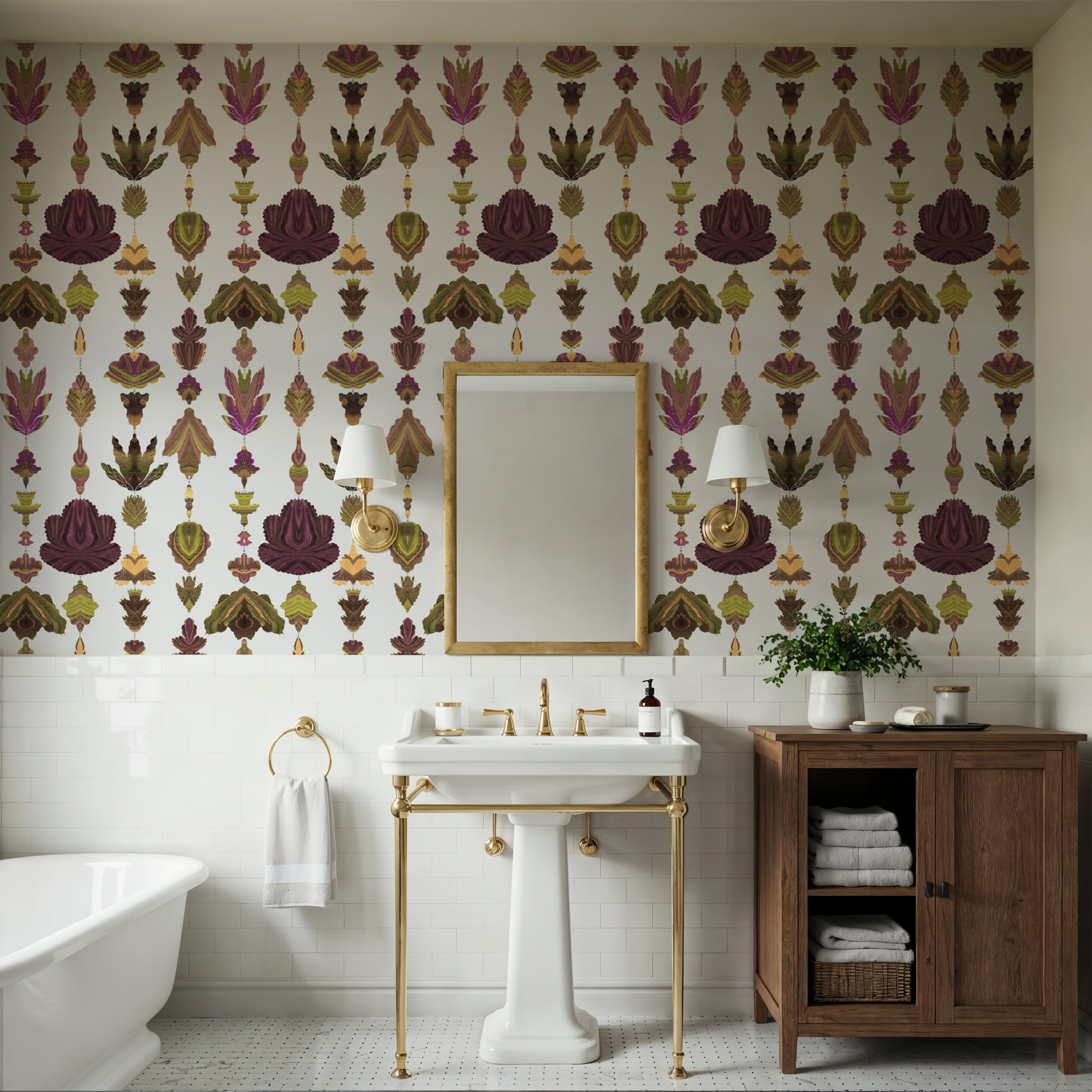 Marble Flowers, Mulberry, Tapet