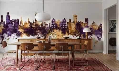 Wigan England Skyline Purple & Gold