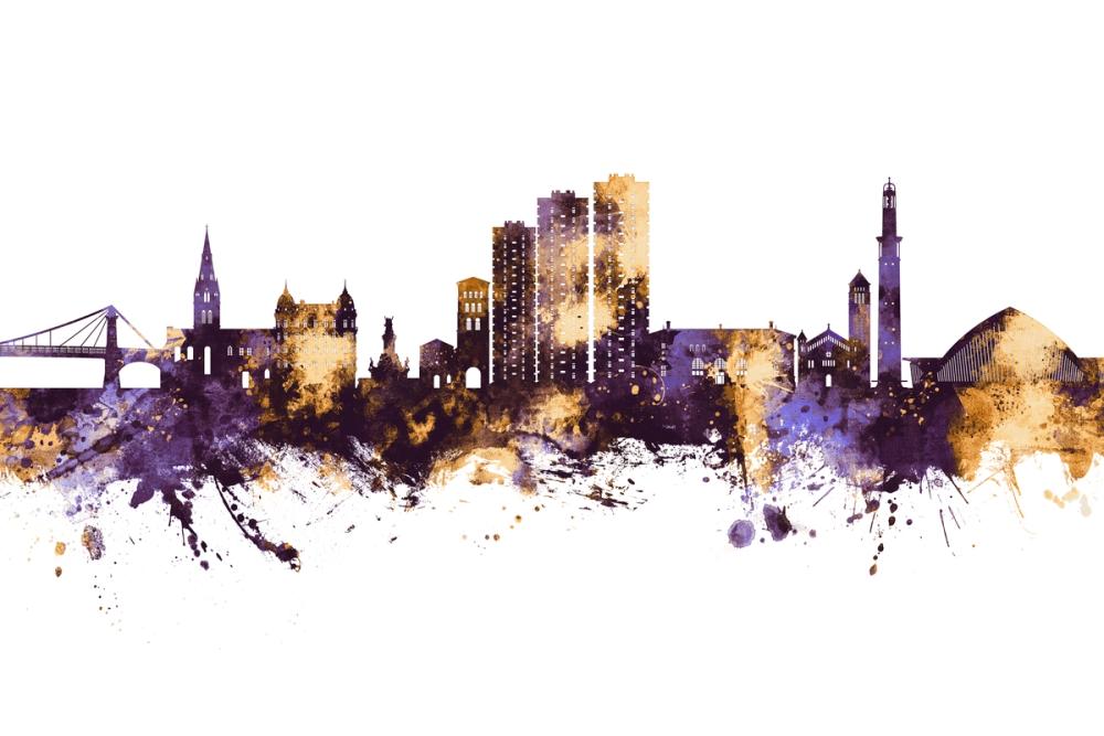 Grenoble Skyline Purple & Gold