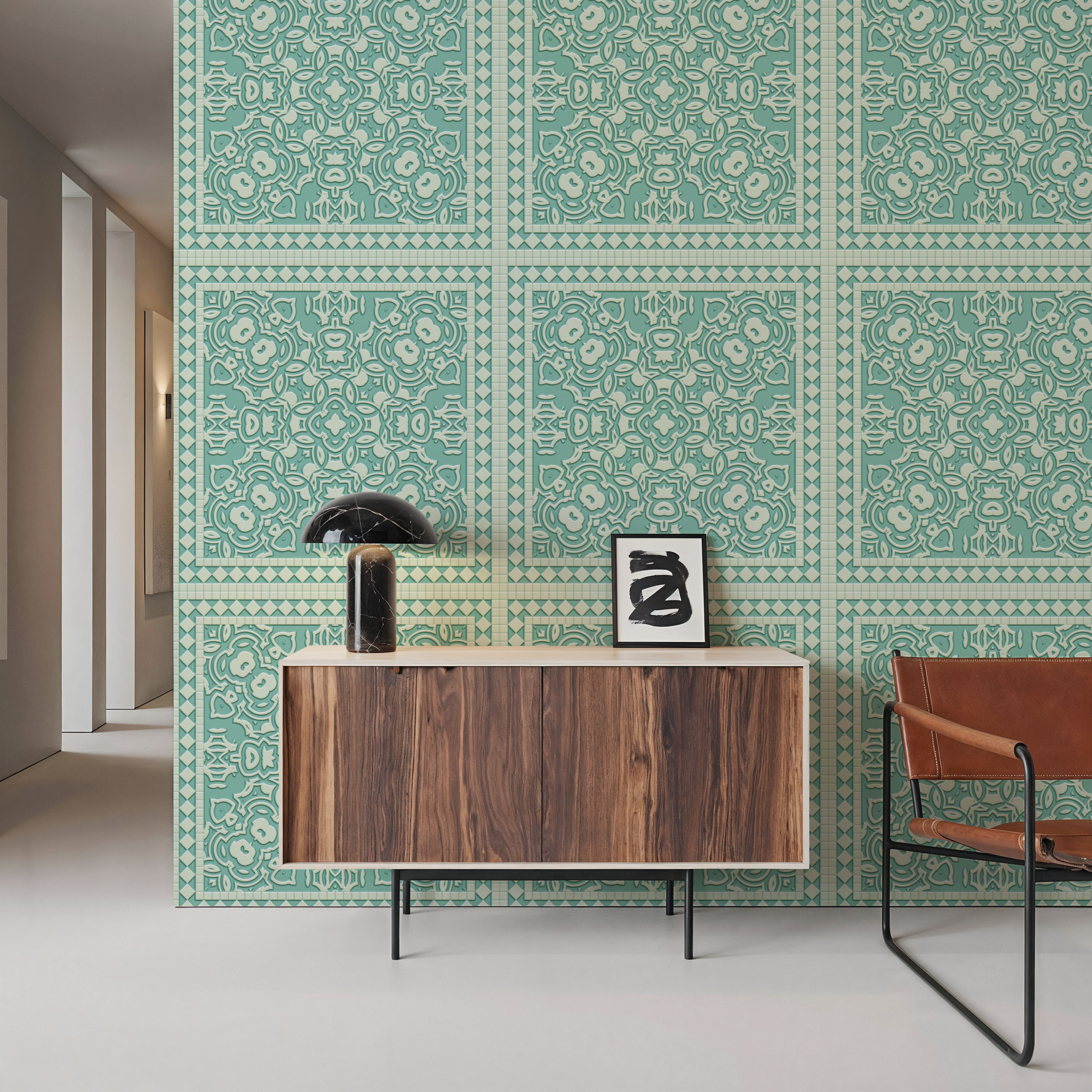 Mission Cement Tiles, Pistachio, Behang
