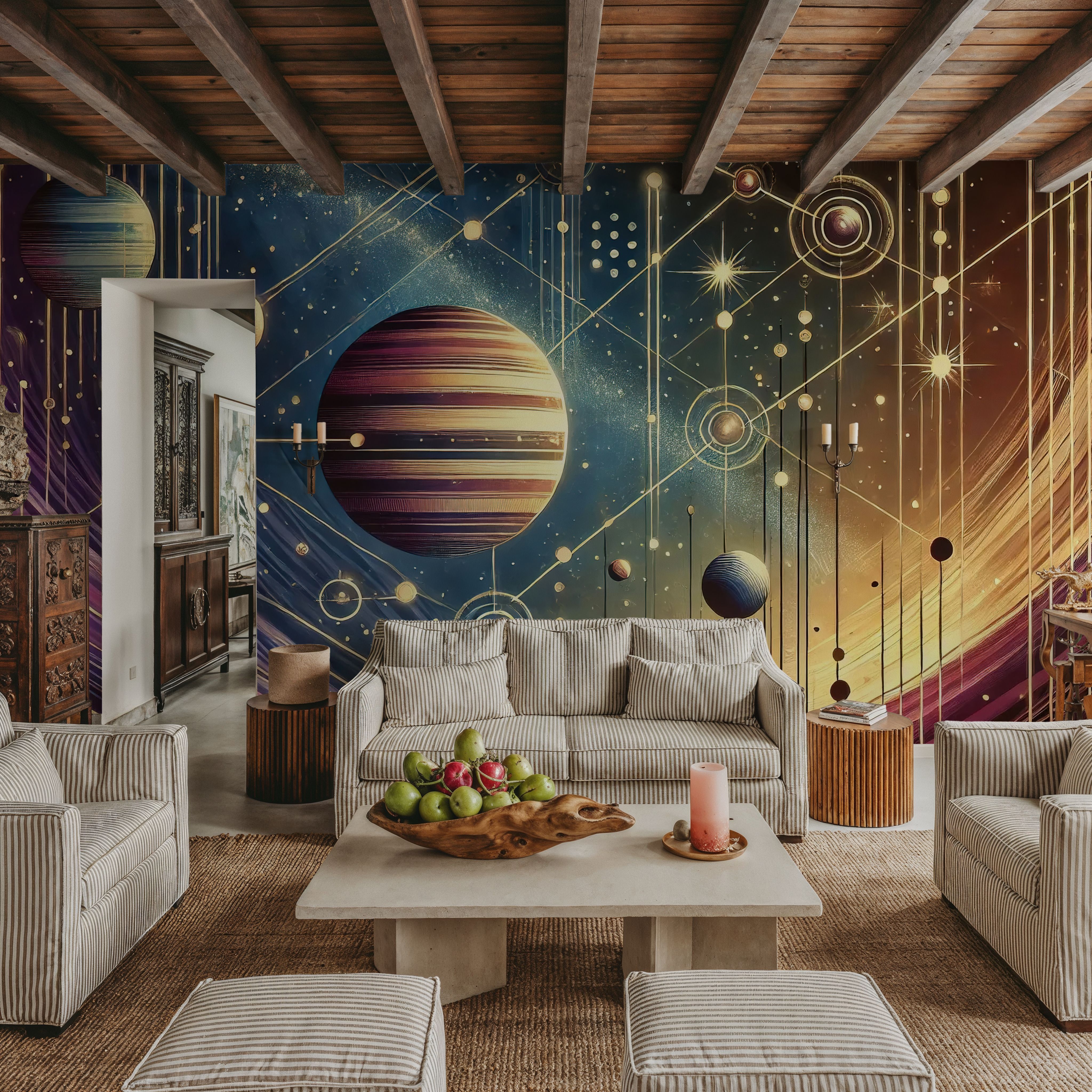 Galactic Harmony Scene in Art Deco