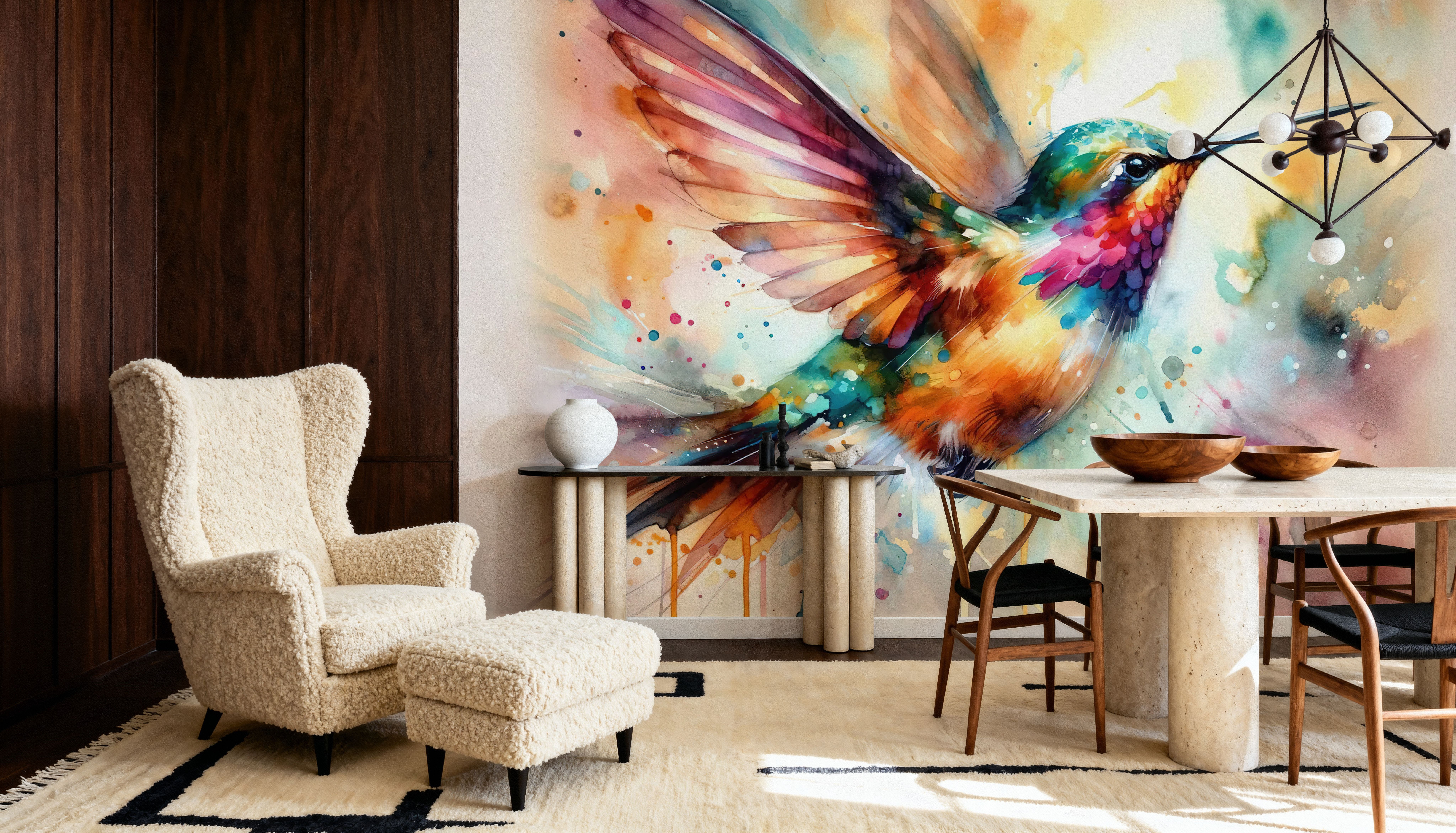 Iridescent Hummingbird Mid Flight, Tapeten