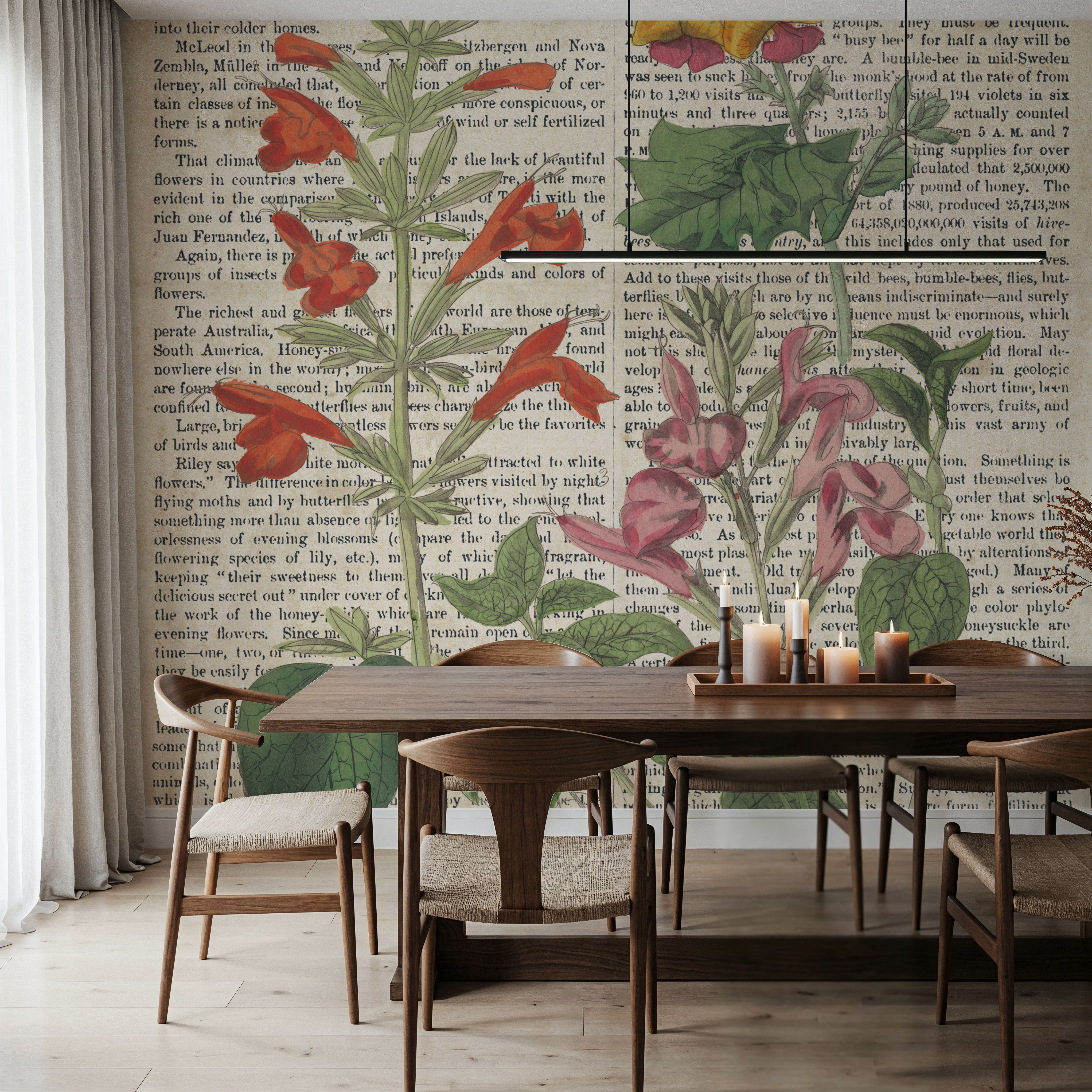 Salvia Florals on Newsprint I