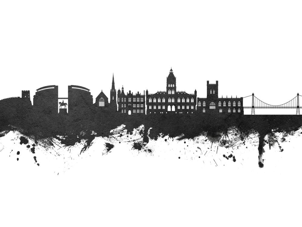 Chester England Skyline Black & White