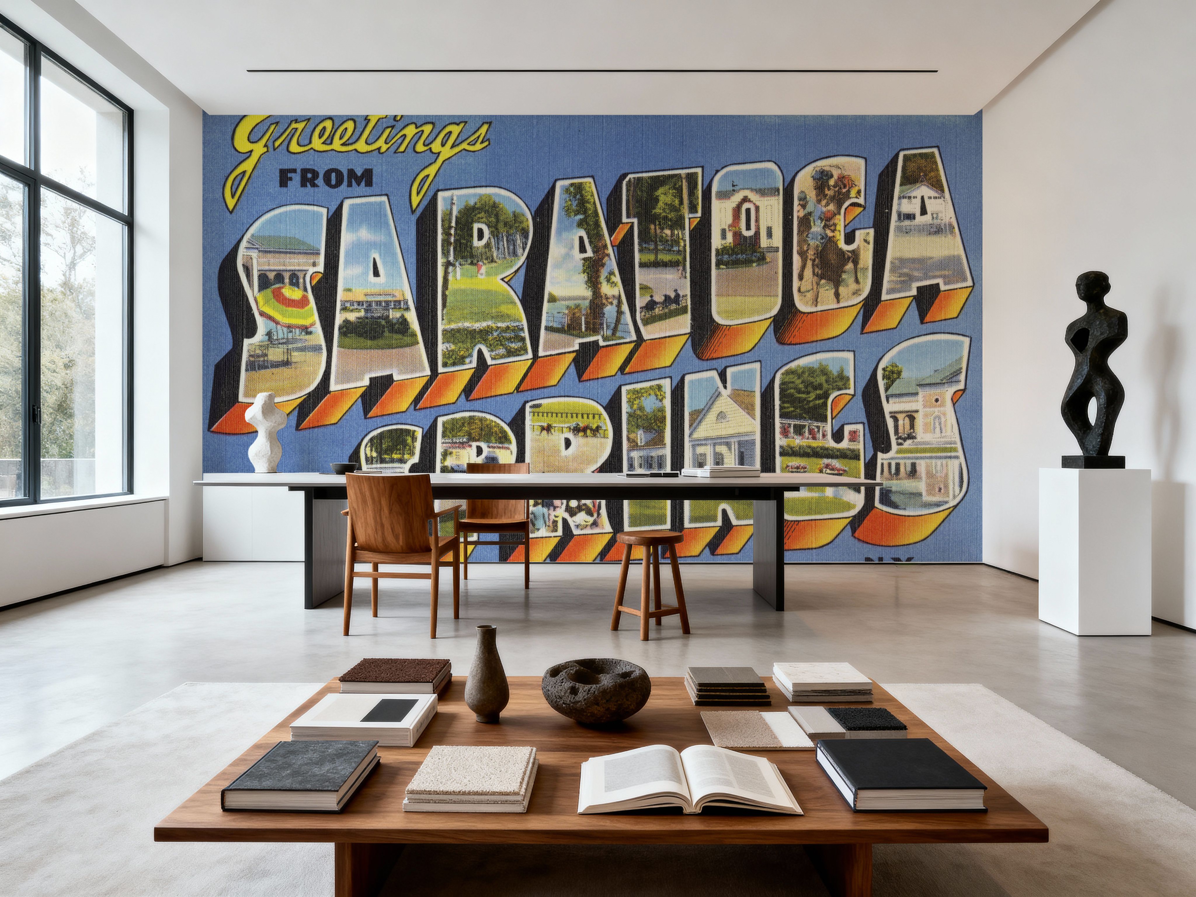 Greetings from Saratoga Springs - Screenprint Postcard