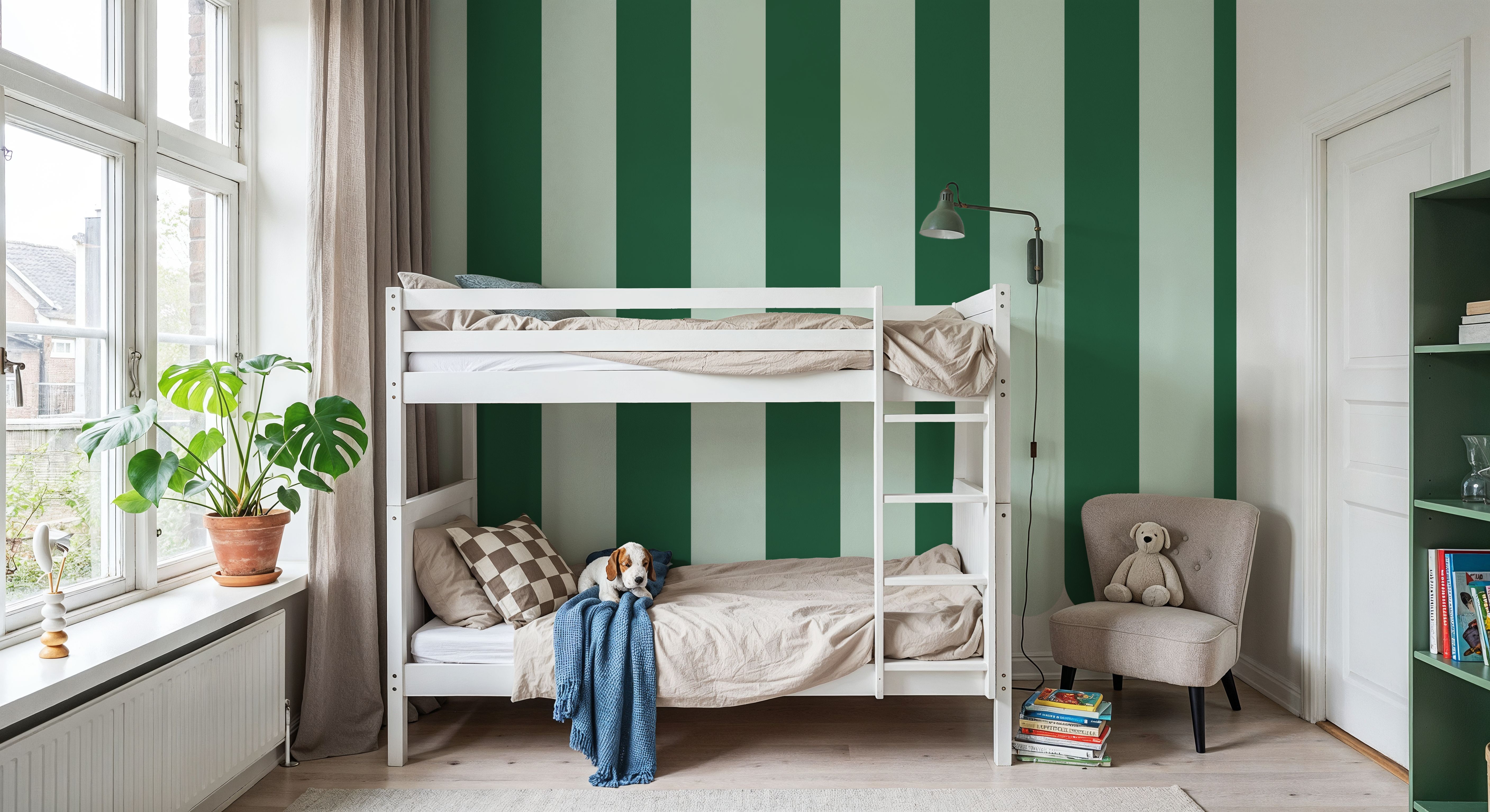 Scalloped Circus Stripes, Green on Green