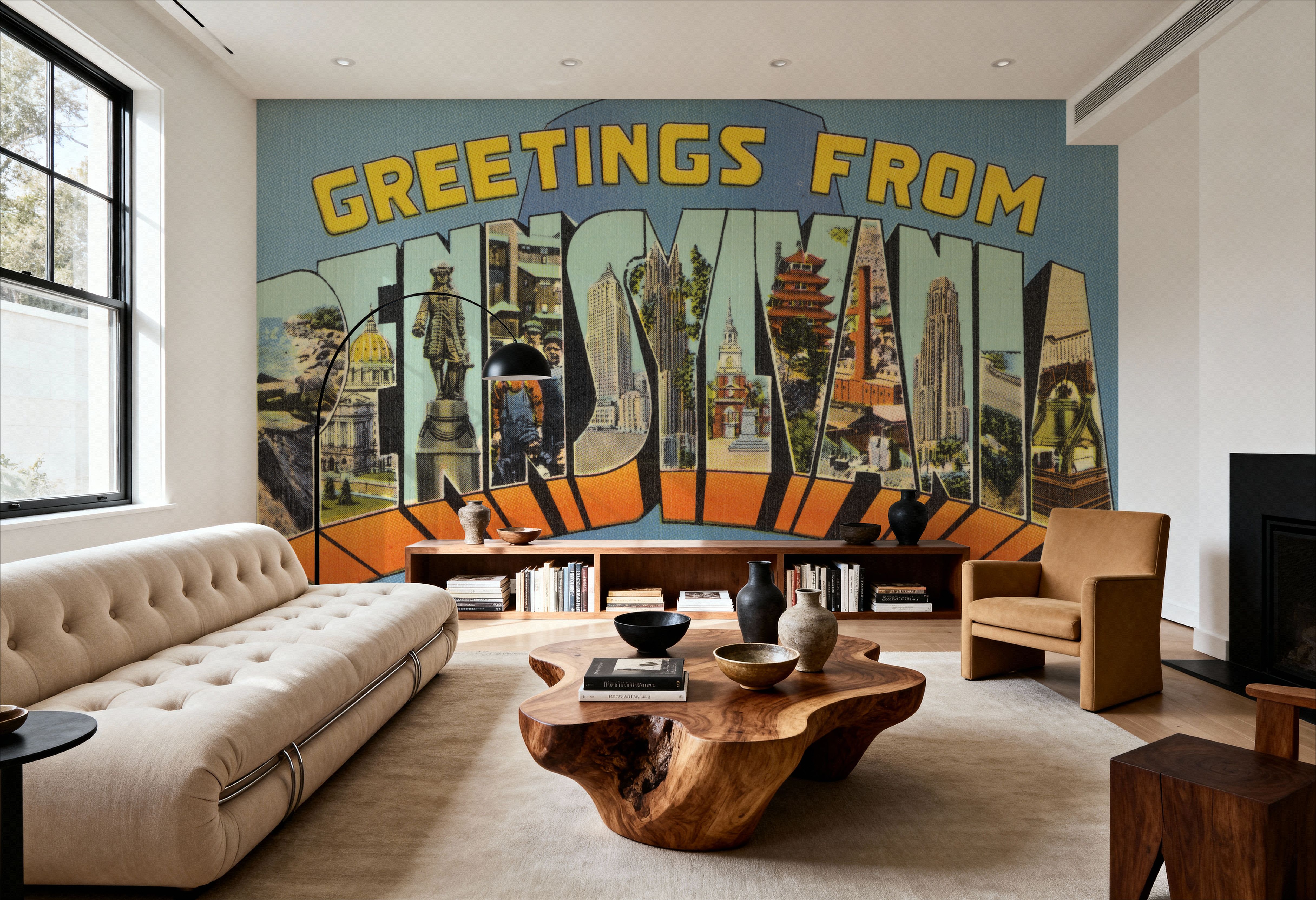 Greetings from Pennsylvania - Screenprint Postcard, Wallpaper