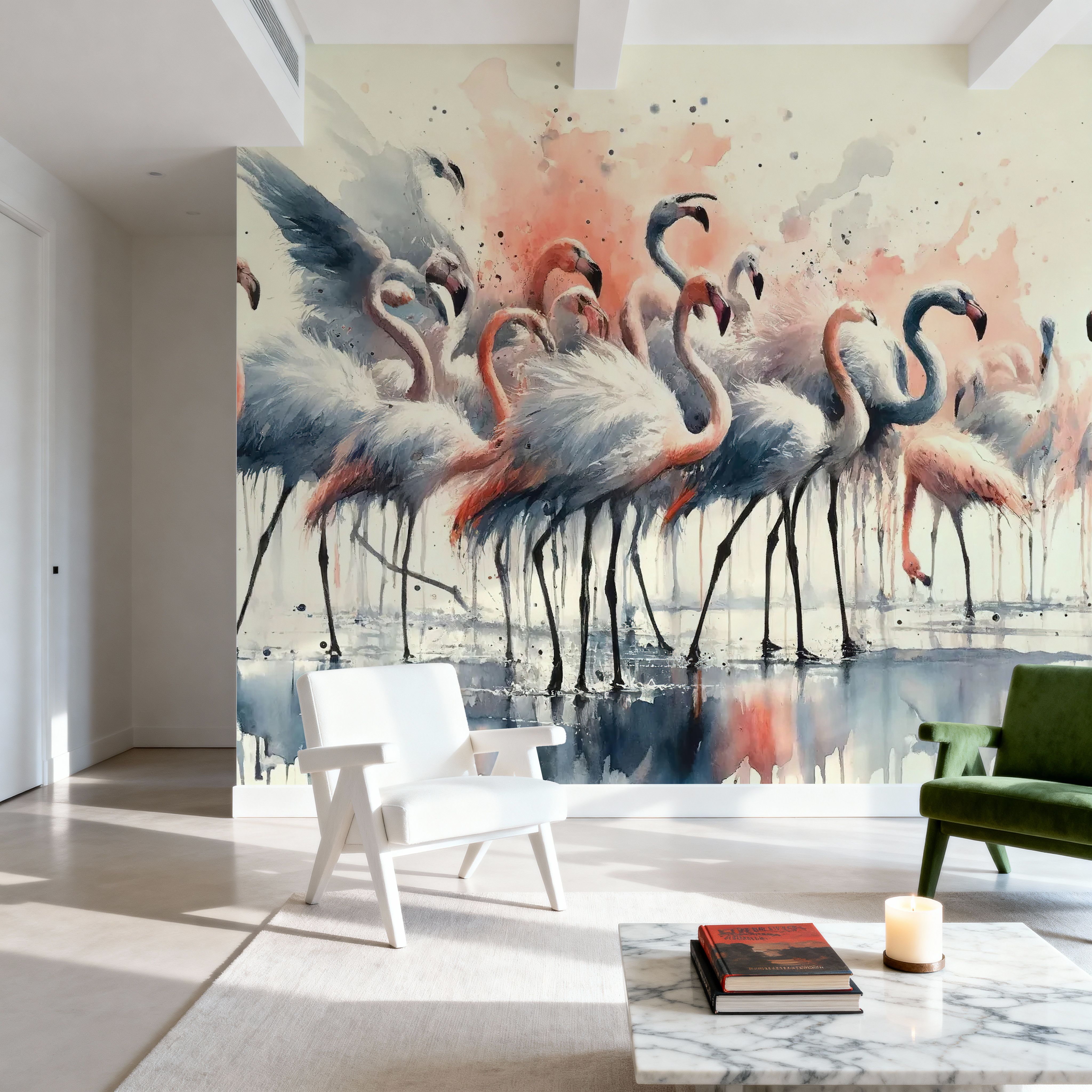 Elegance of Flamingos at Rest