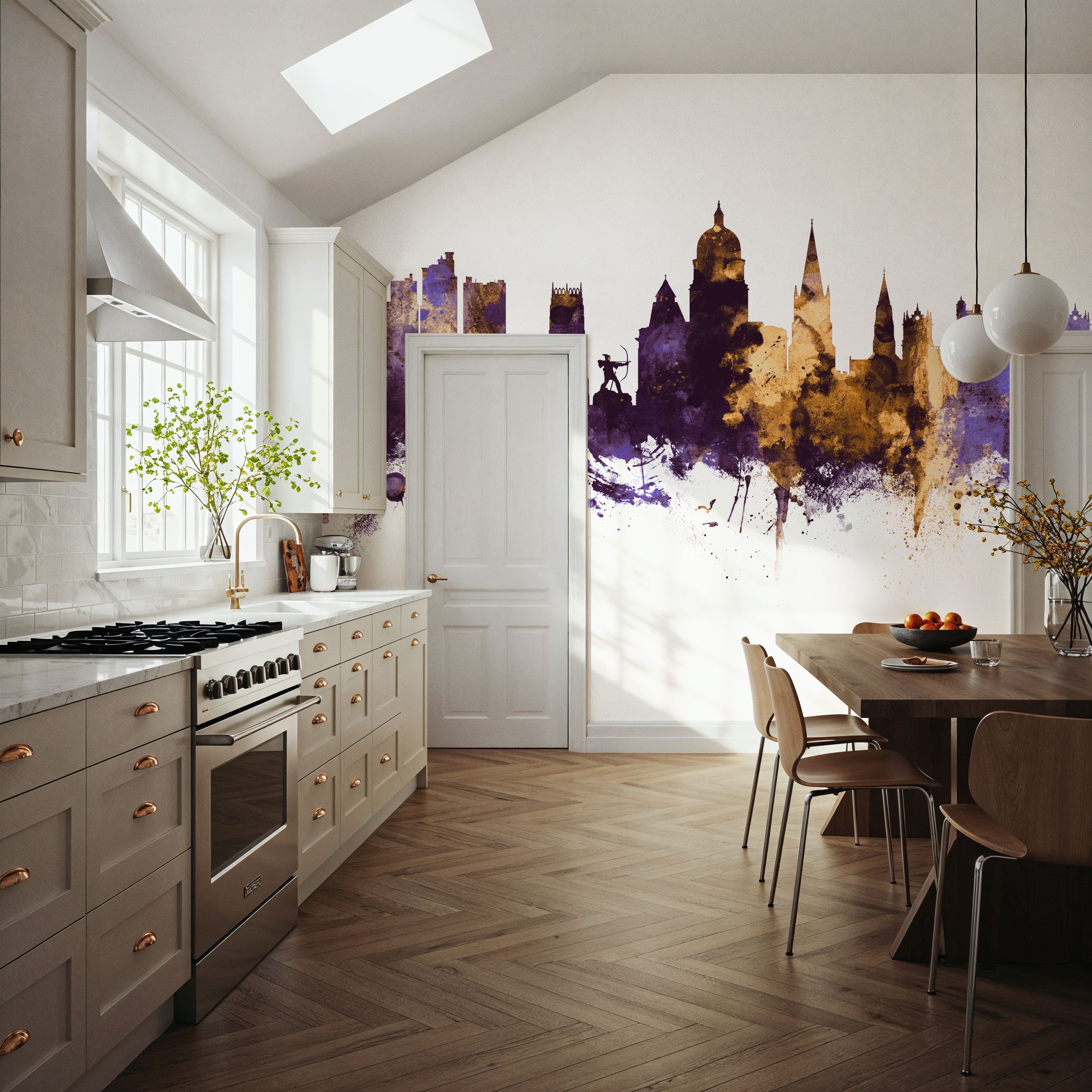 Nottingham England Skyline Purple & Gold