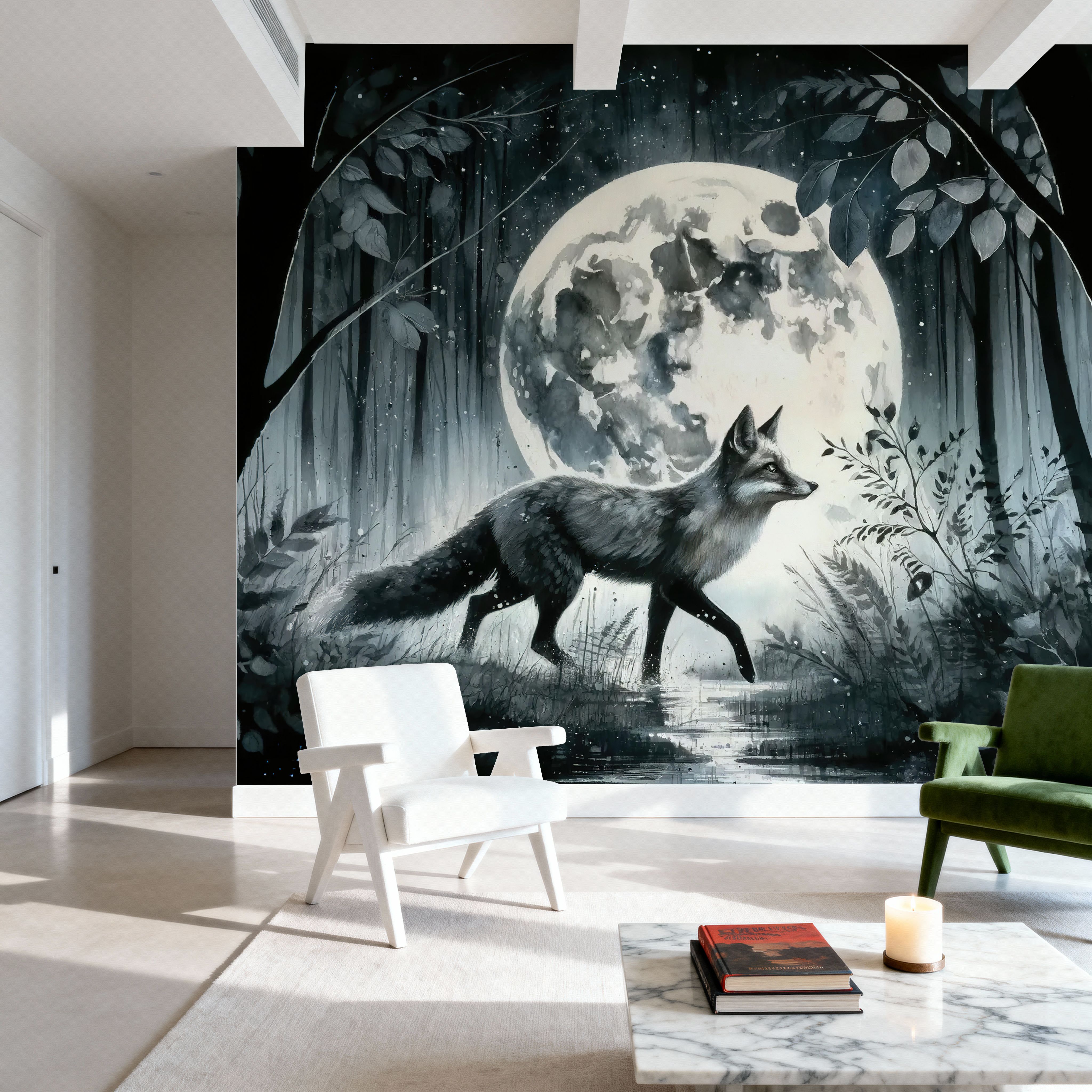 Moonlit Solitude in the Midnight Forest