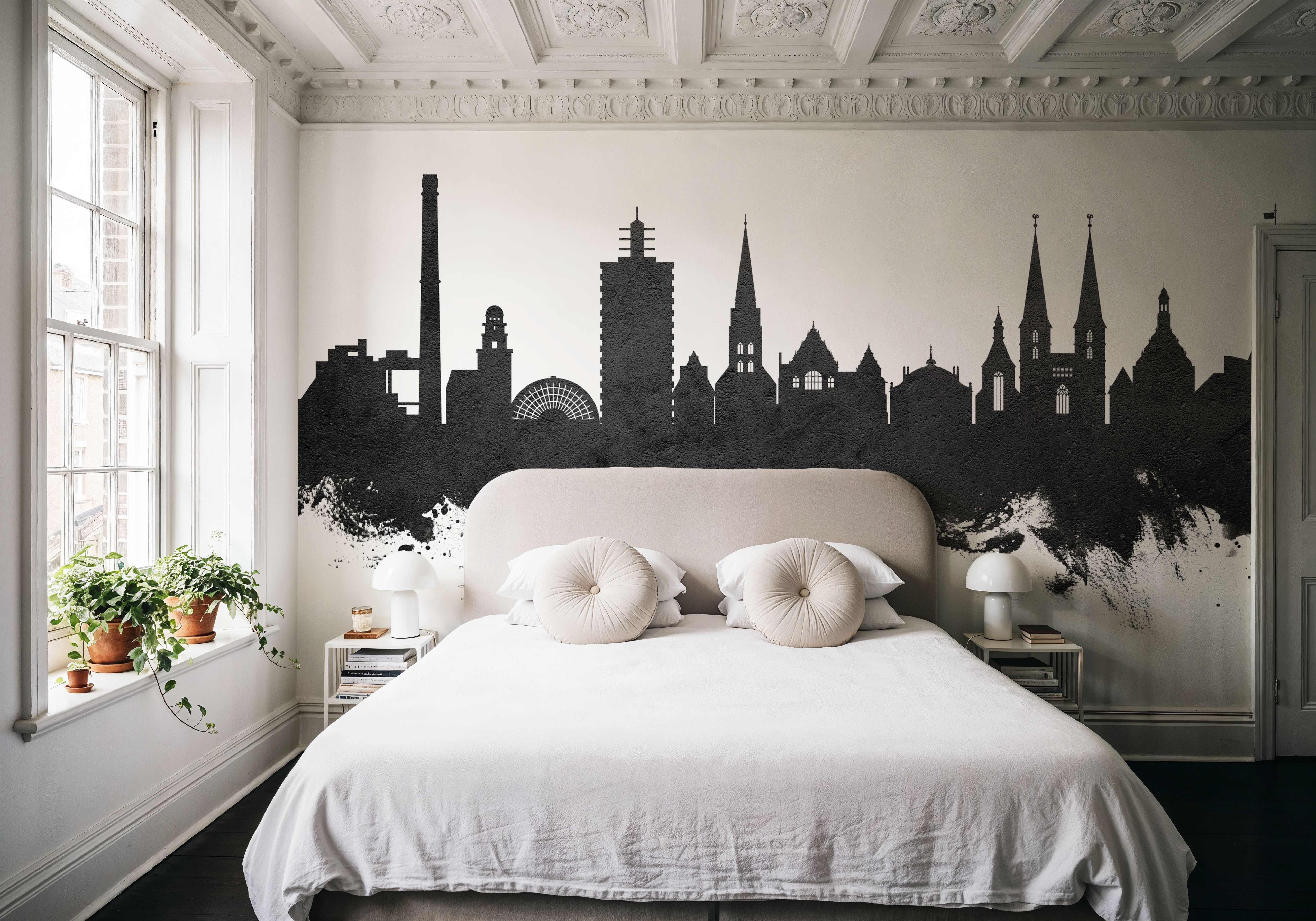 Bielefeld Germany Skyline Black & White, Tapeten