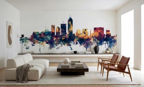Indianapolis Indiana Skyline Blue & Bronze