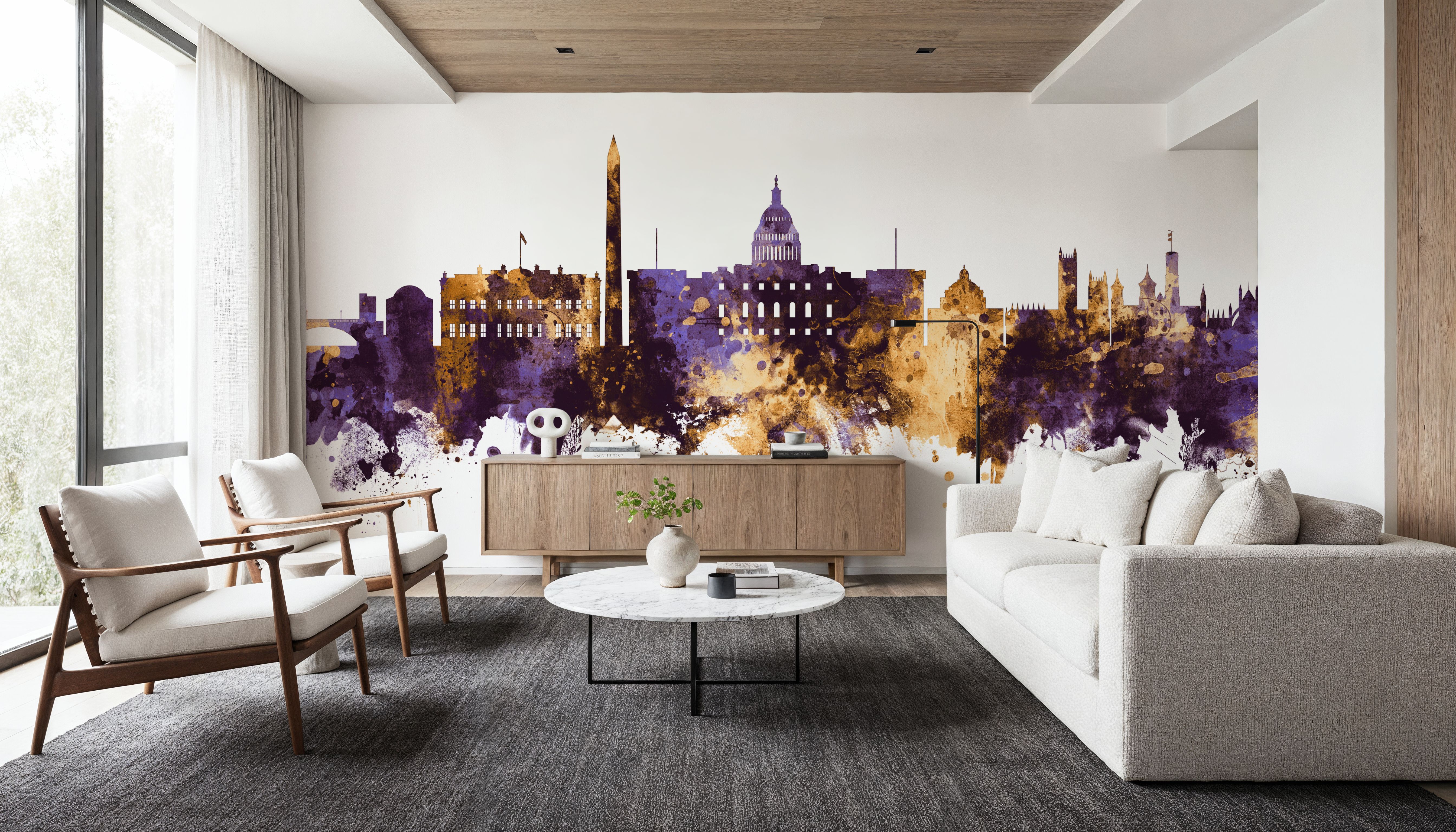 Washington DC Skyline Purple & Gold