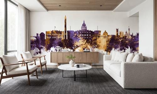 Washington DC Skyline Purple & Gold