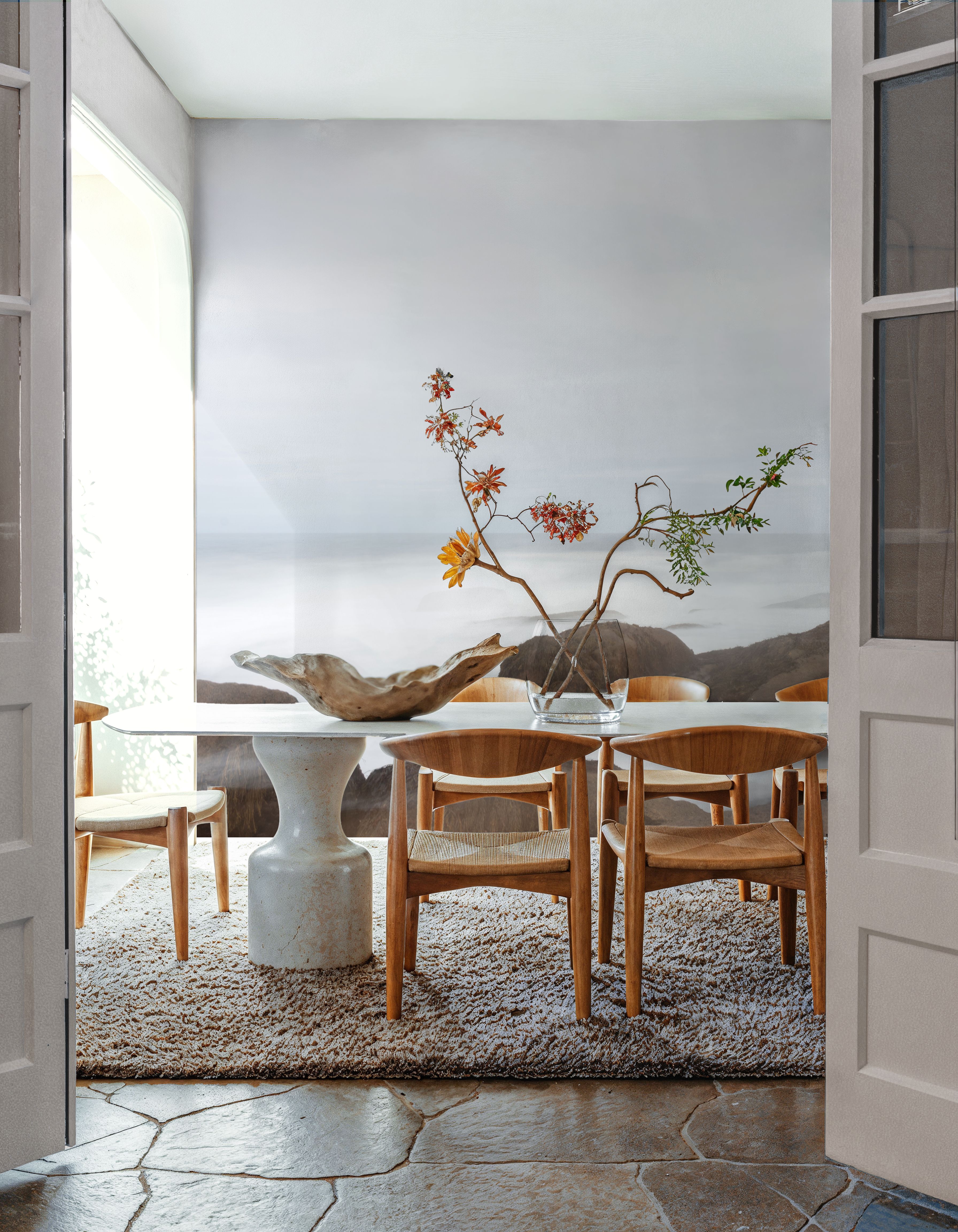 Misty Shore on the Rocks