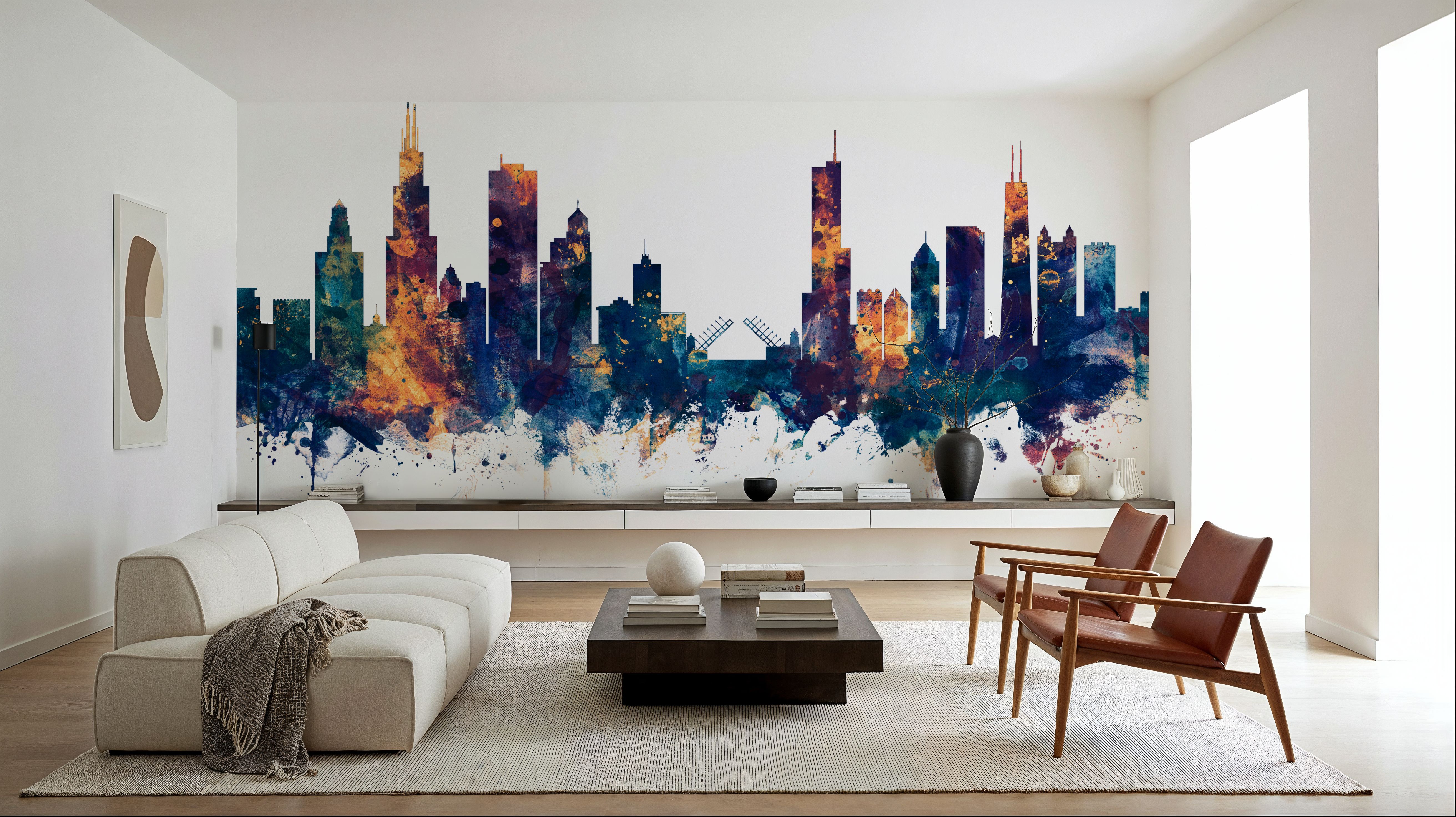 Chicago Illinois Skyline Blue & Bronze