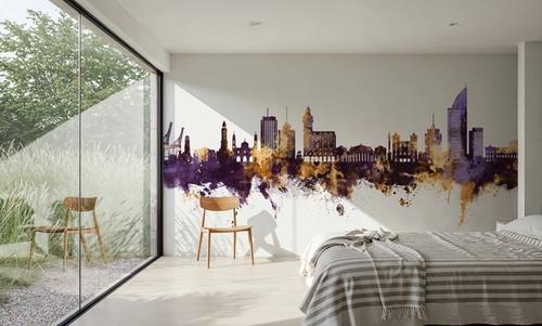 Montevideo Uruguay Skyline Purple & Gold