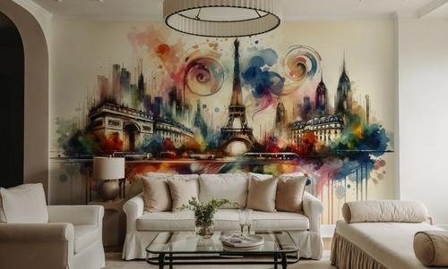 Watercolor Skyline Paris I