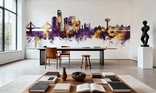 Chattogram Bangladesh Skyline Purple & Gold