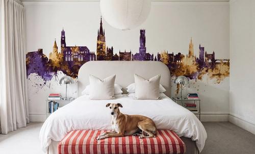 Bruges Belgium Skyline Purple & Gold