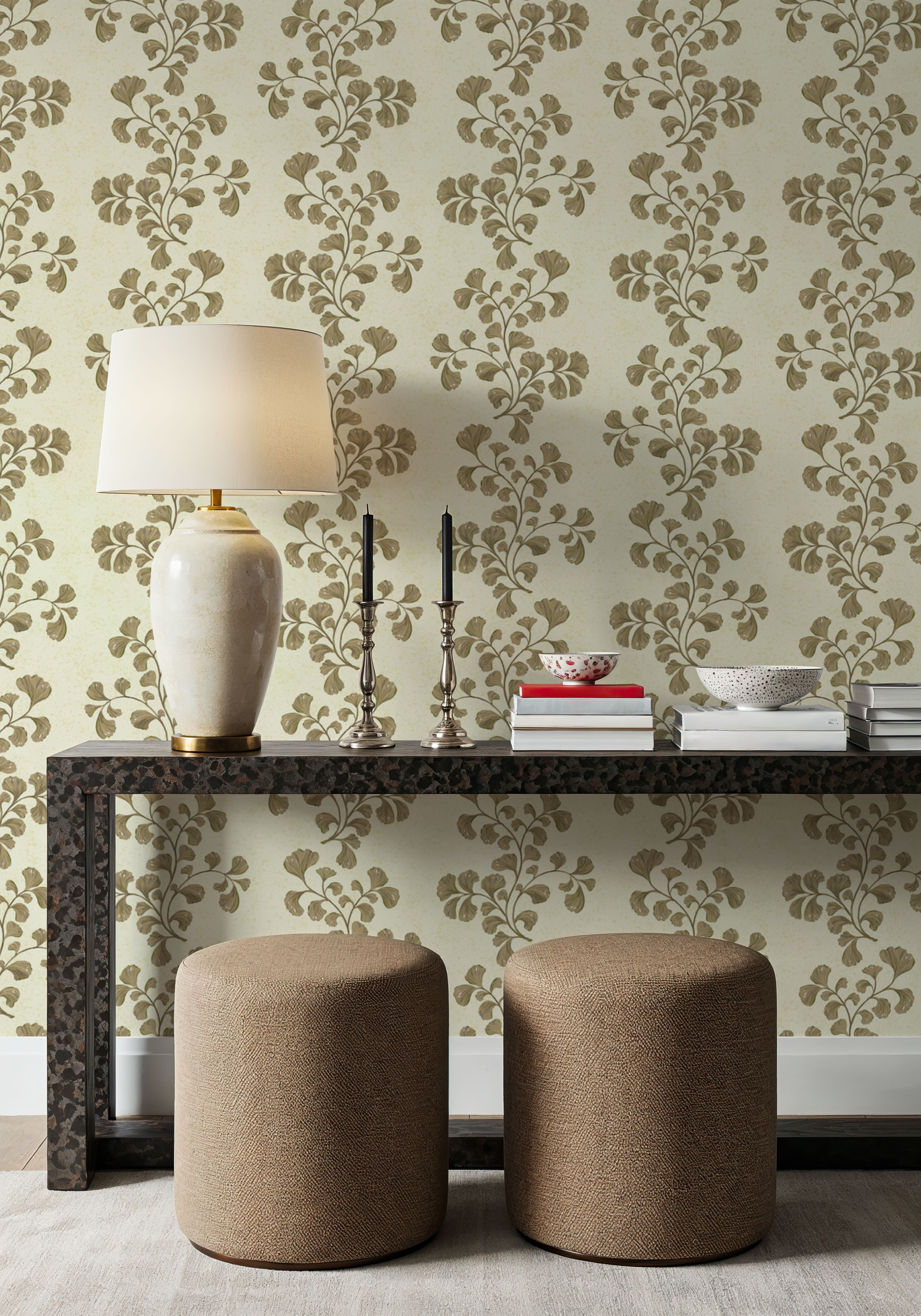 Fern Stripes, Beige, Behang