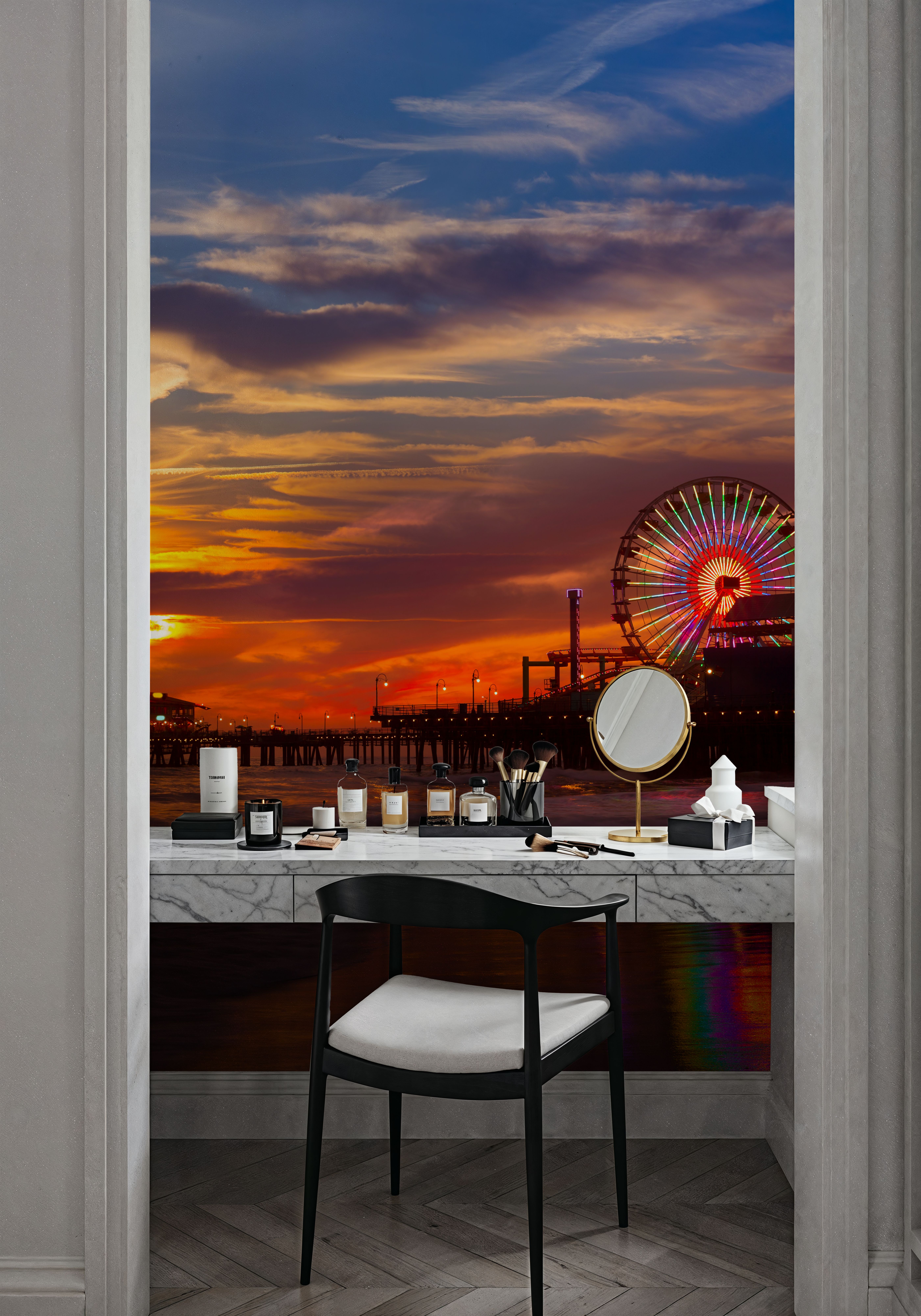 Santa Monica Pier Sunset Orange