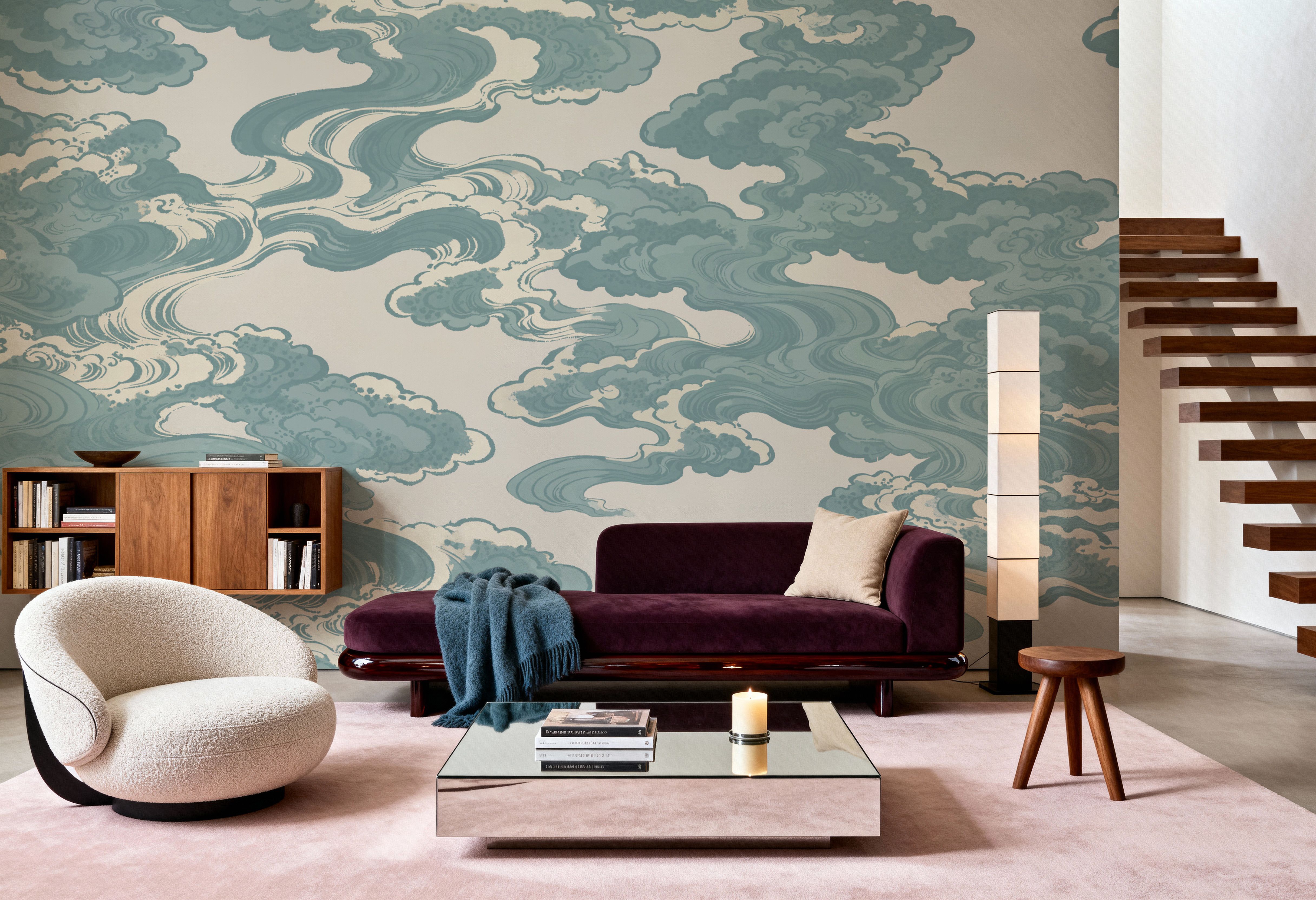Ukiyo-e Clouds, Soft Teal