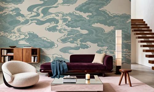 Ukiyo-e Clouds, Soft Teal