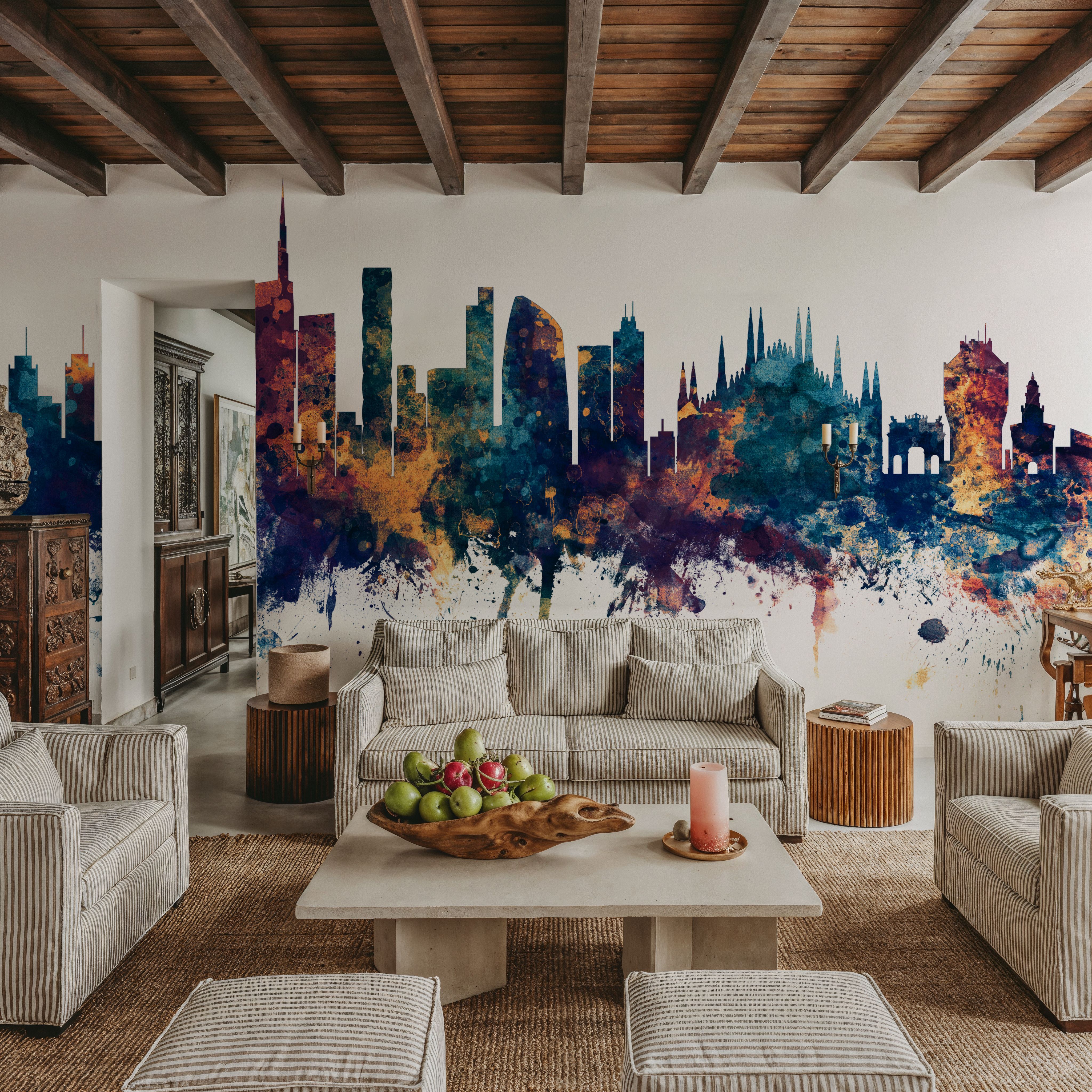 Milan Italy Skyline Blue & Bronze