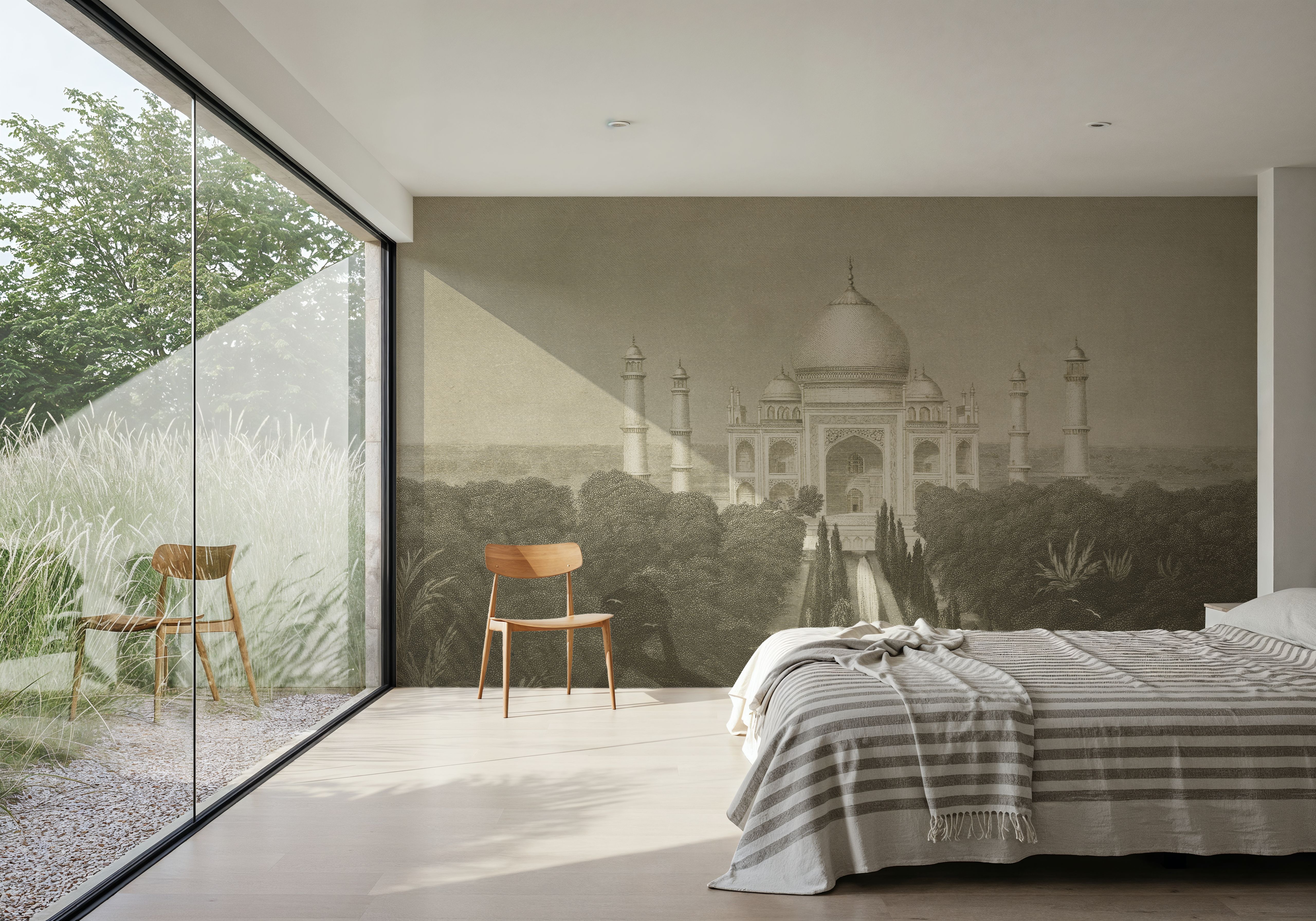 Taj Mahal Postcard II - Screenprint, Wallpaper